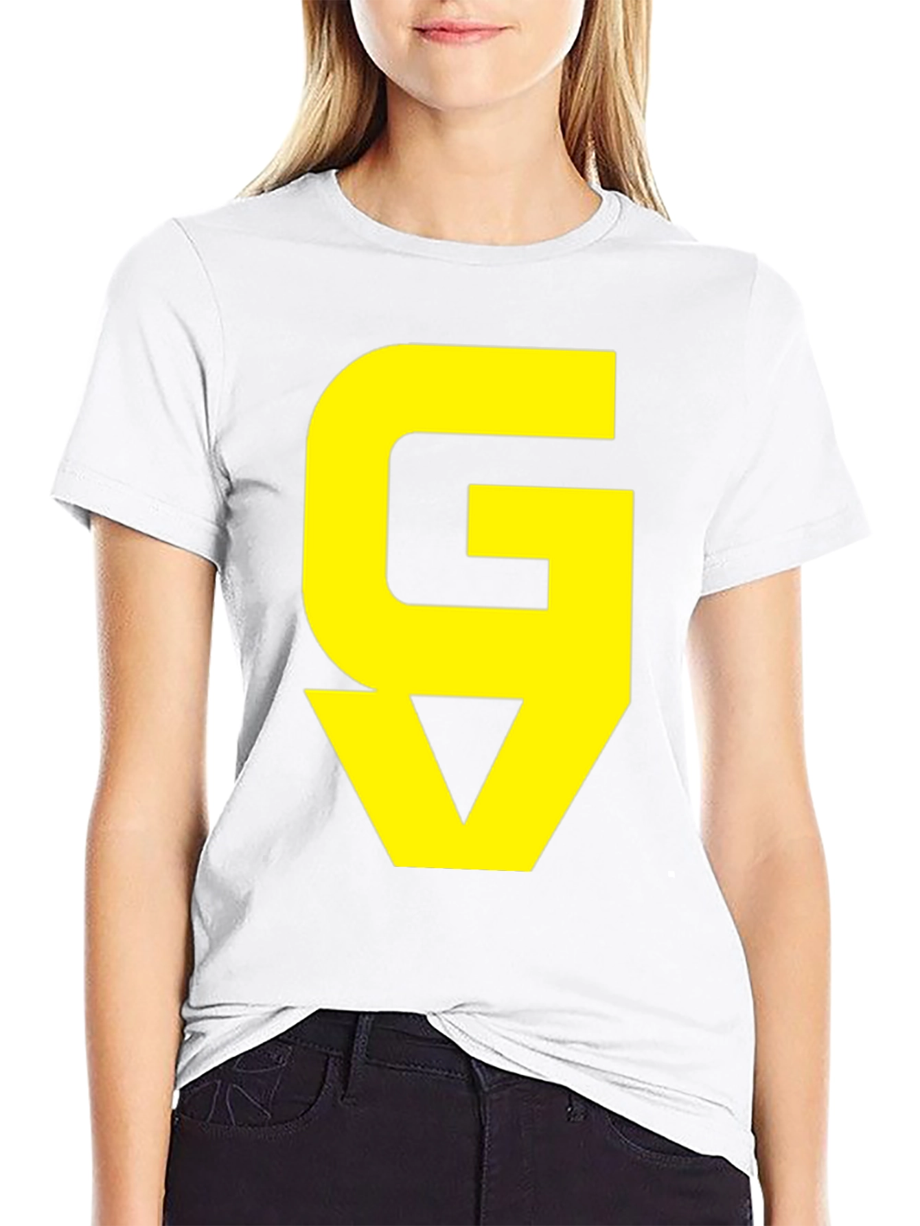 Graphic Tee: Yellow GV on Black Cotton