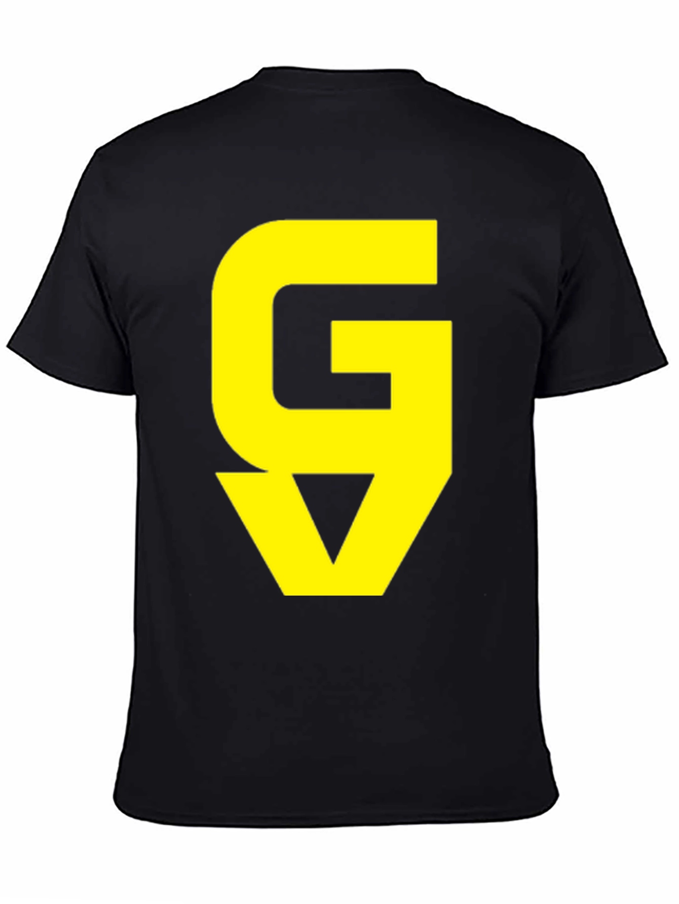 Graphic Tee: Yellow GV on Black Cotton