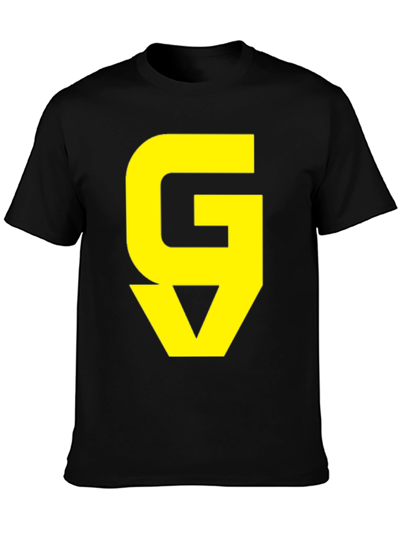 Graphic Tee: Yellow GV on Black Cotton