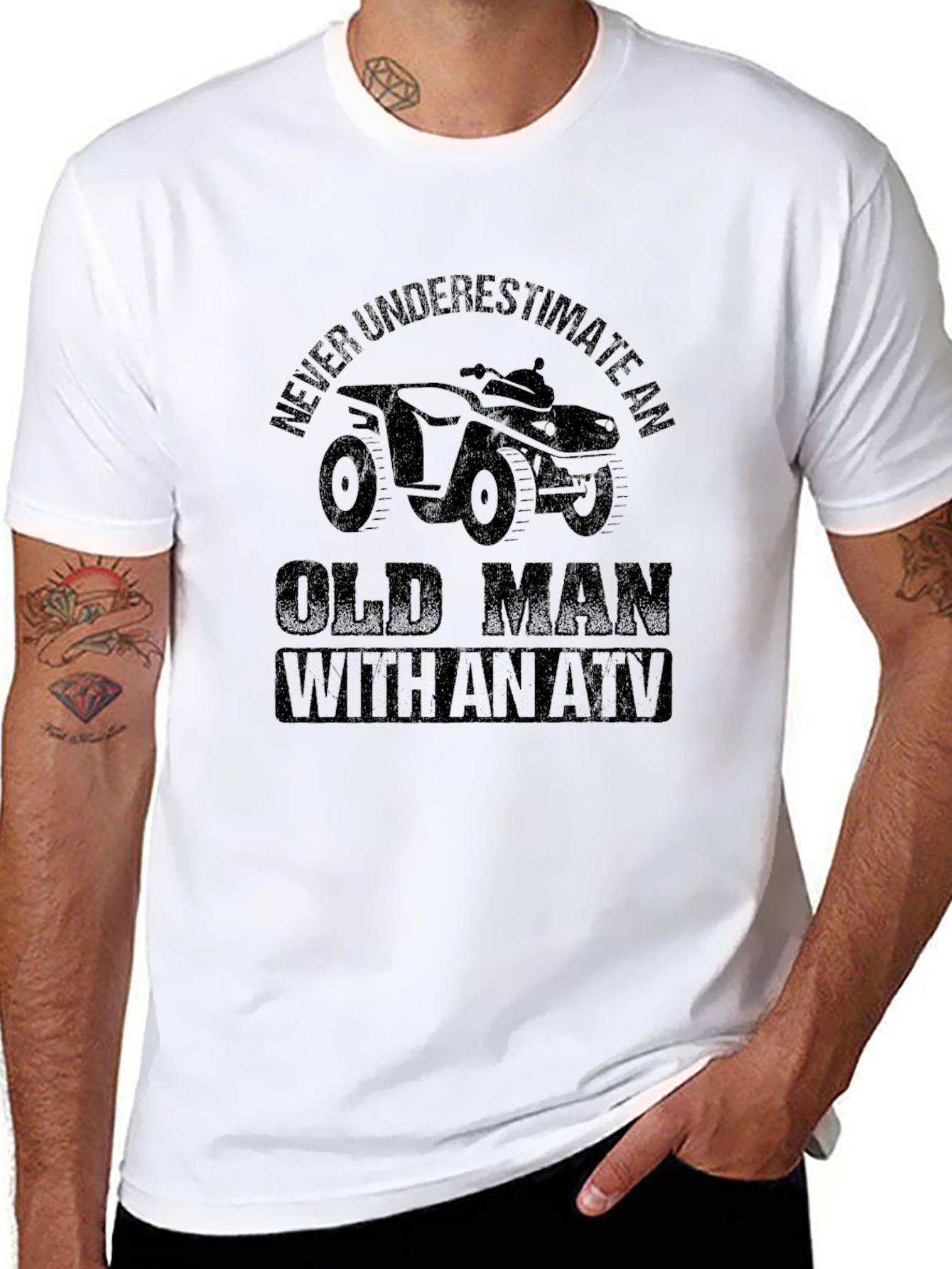 Never Underestimate an Old Man with an ATV T-Shirt