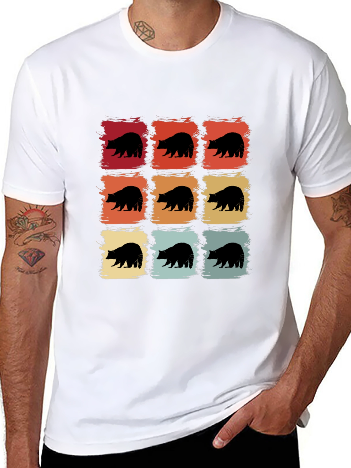 Retro Bear Graphic Tee - Black