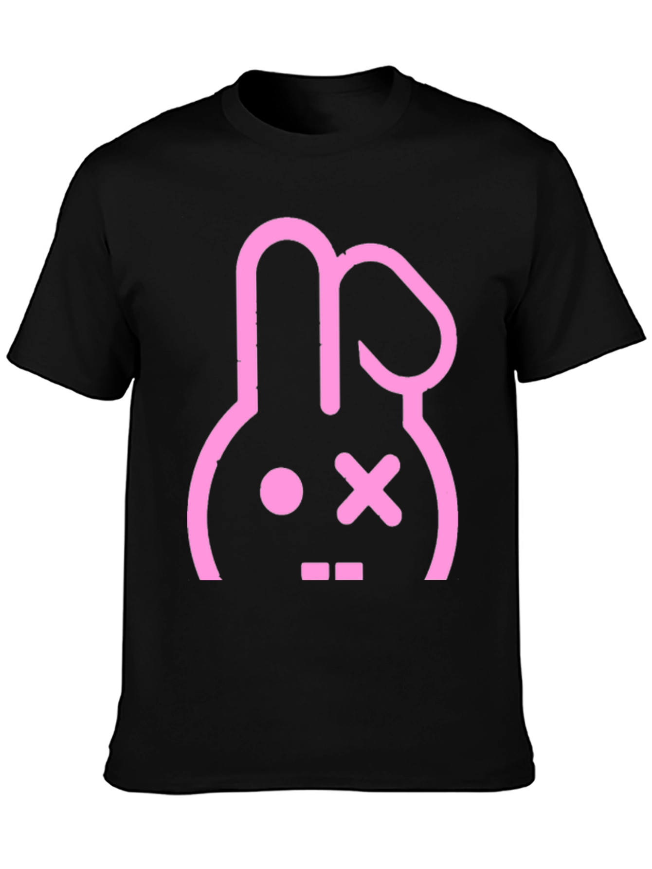 Black T-Shirt with Pink Bunny Graphic