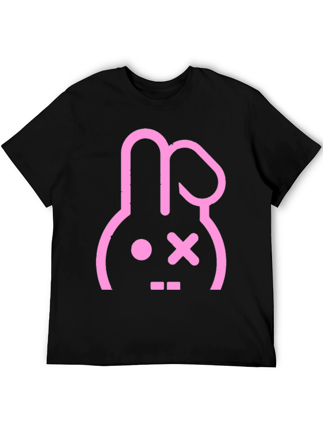 Black T-Shirt with Pink Bunny Graphic