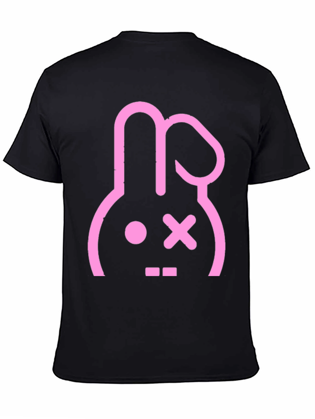 Black T-Shirt with Pink Bunny Graphic