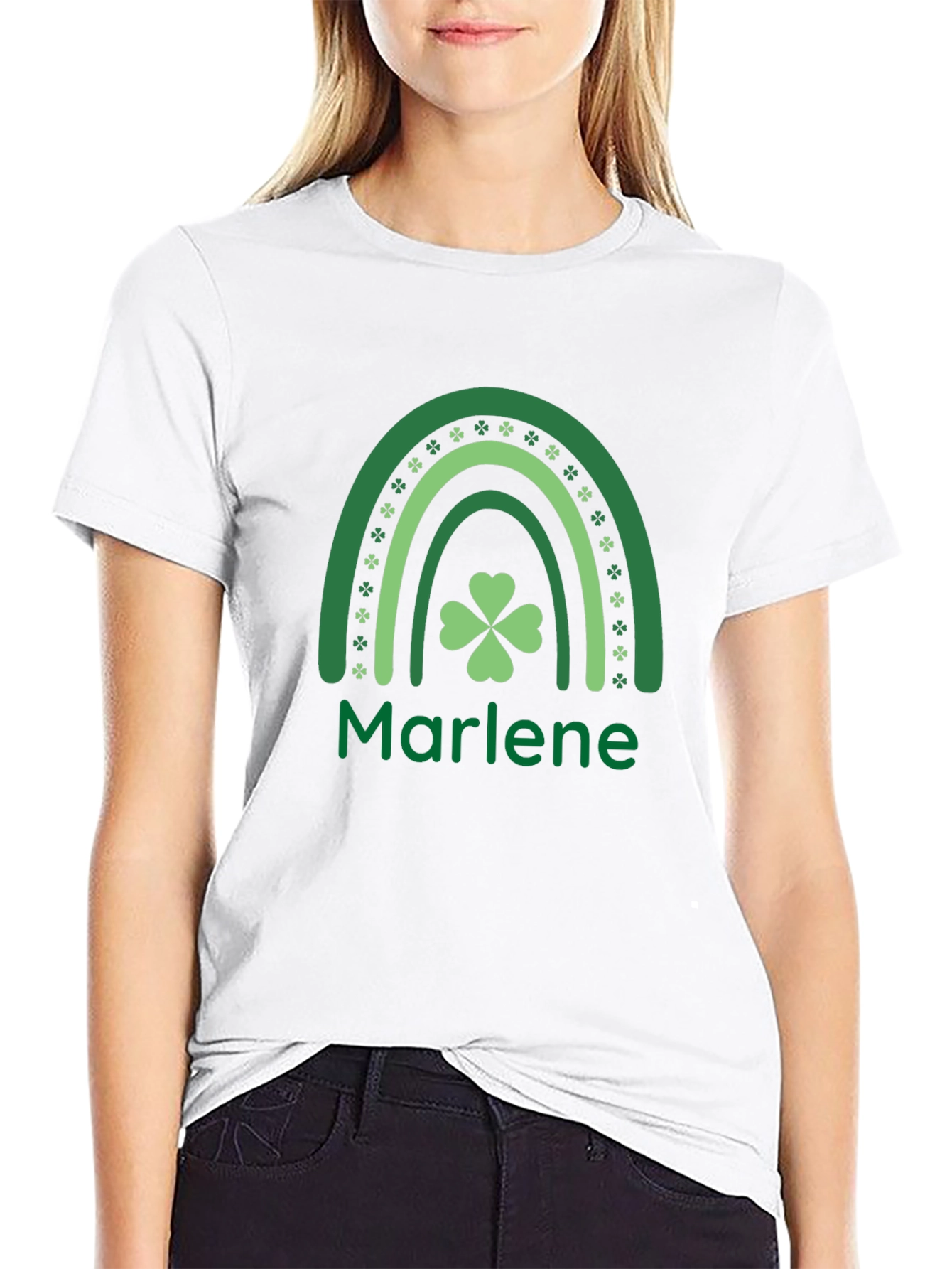 St. Patricks Day Marlene Shamrock Rainbow T-Shirt