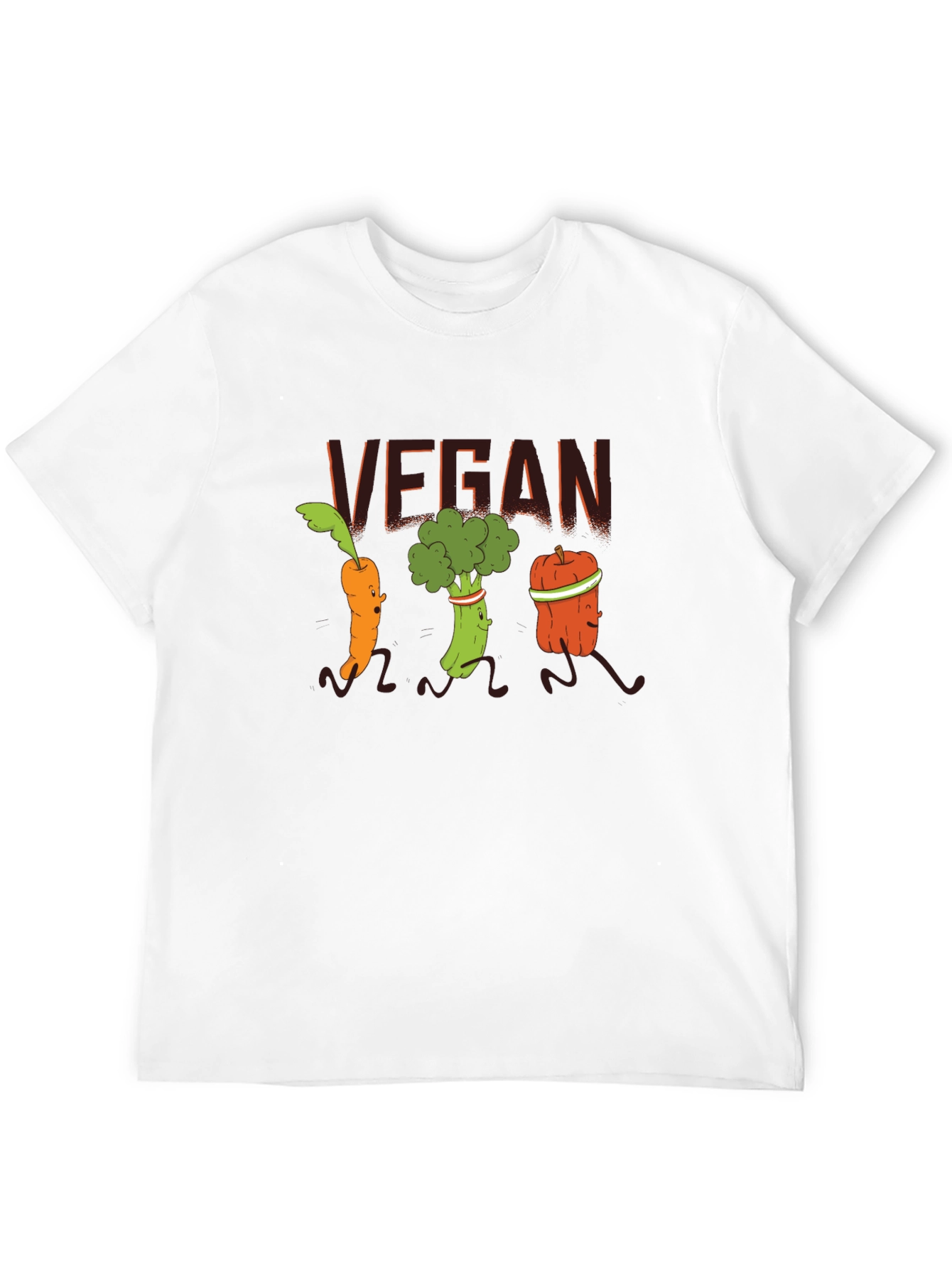 Vegan Vegetable Cartoon T-Shirt - Black