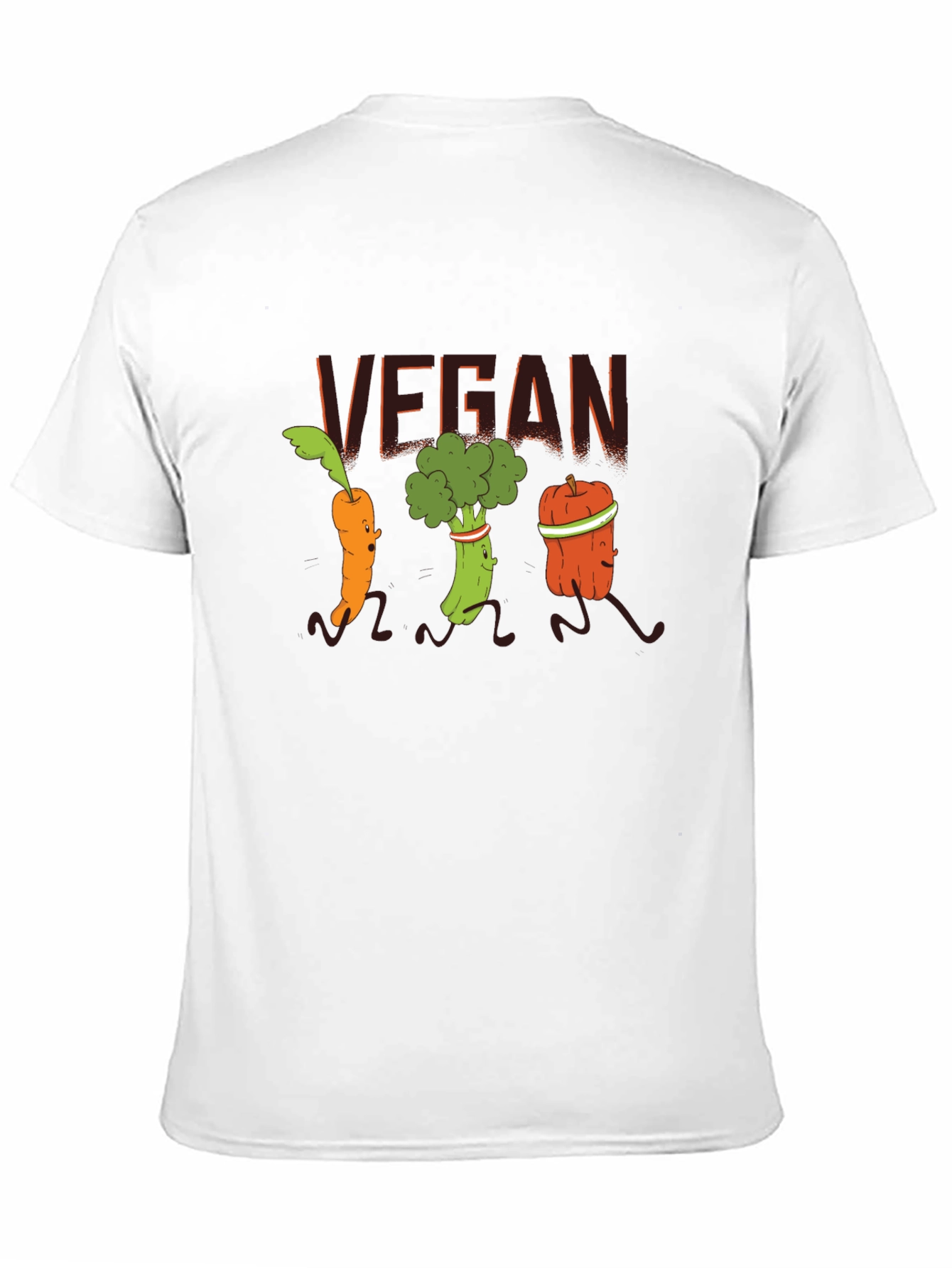 Vegan Vegetable Cartoon T-Shirt - Black