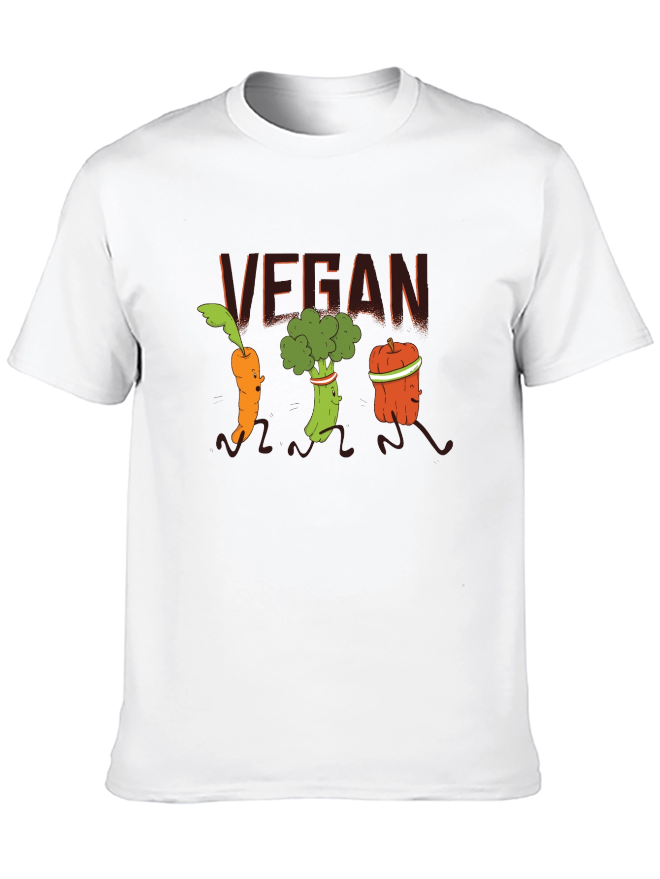 Vegan Vegetable Cartoon T-Shirt - Black