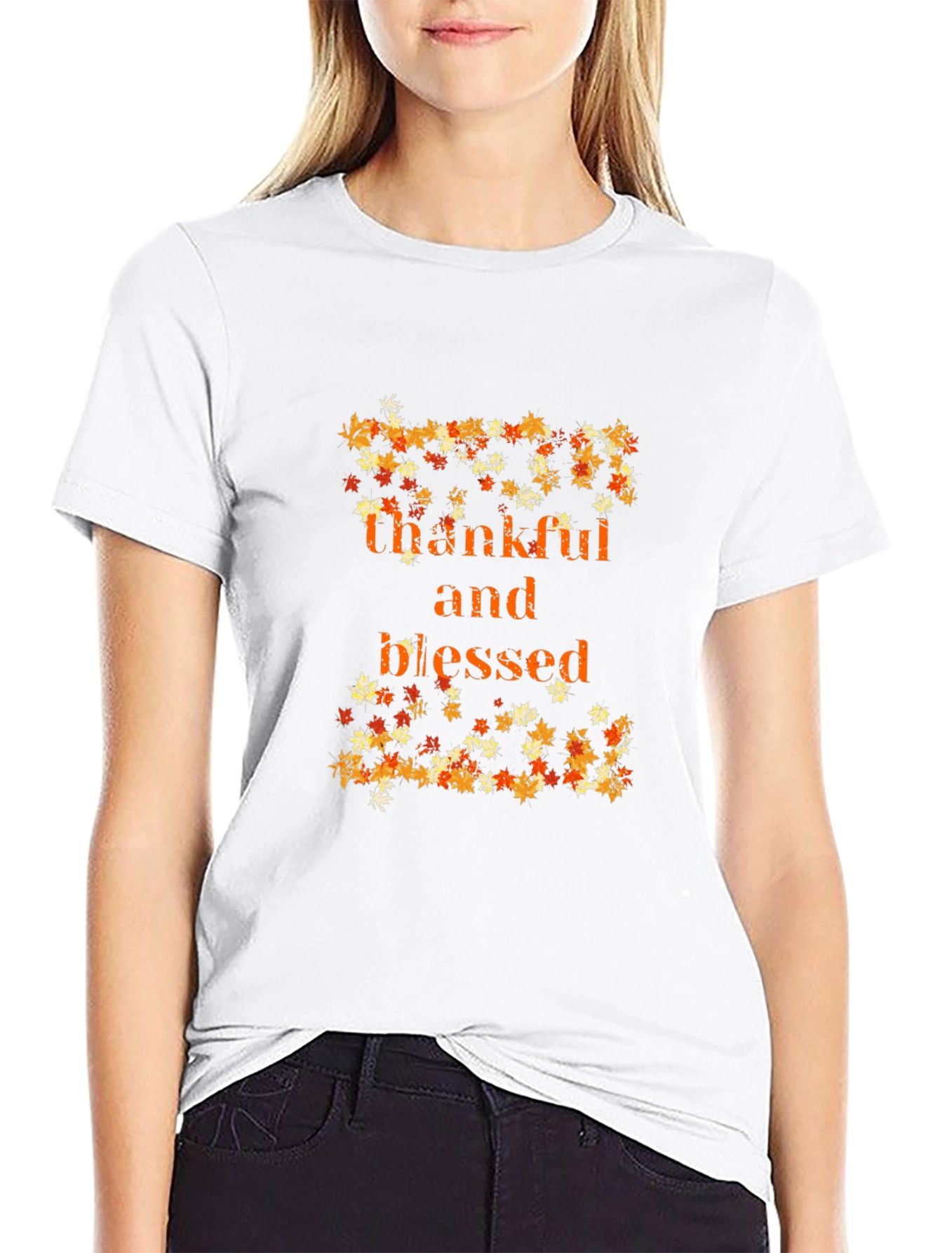 Thankful & Blessed Fall Leaves T-Shirt