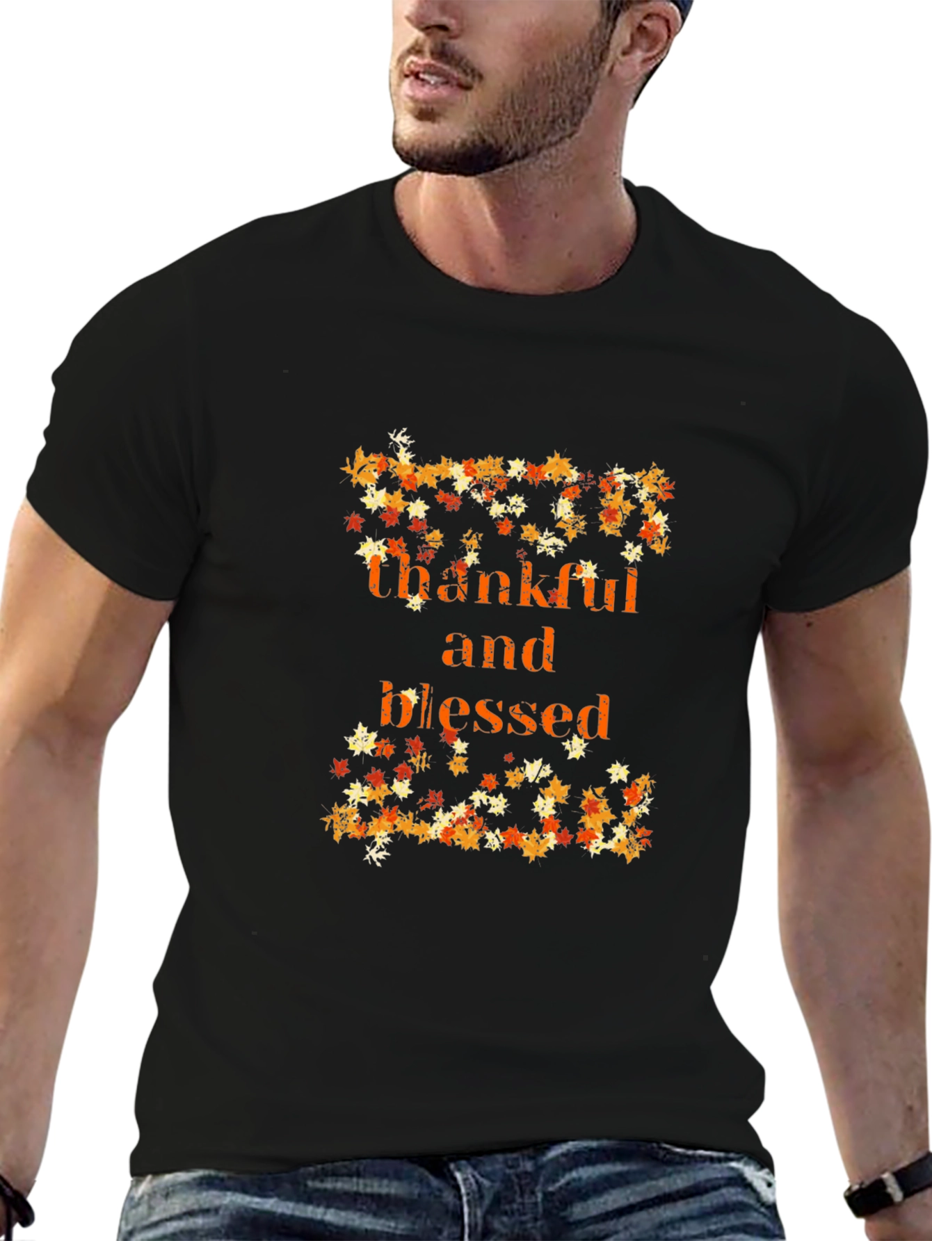 Thankful & Blessed Fall Leaves T-Shirt