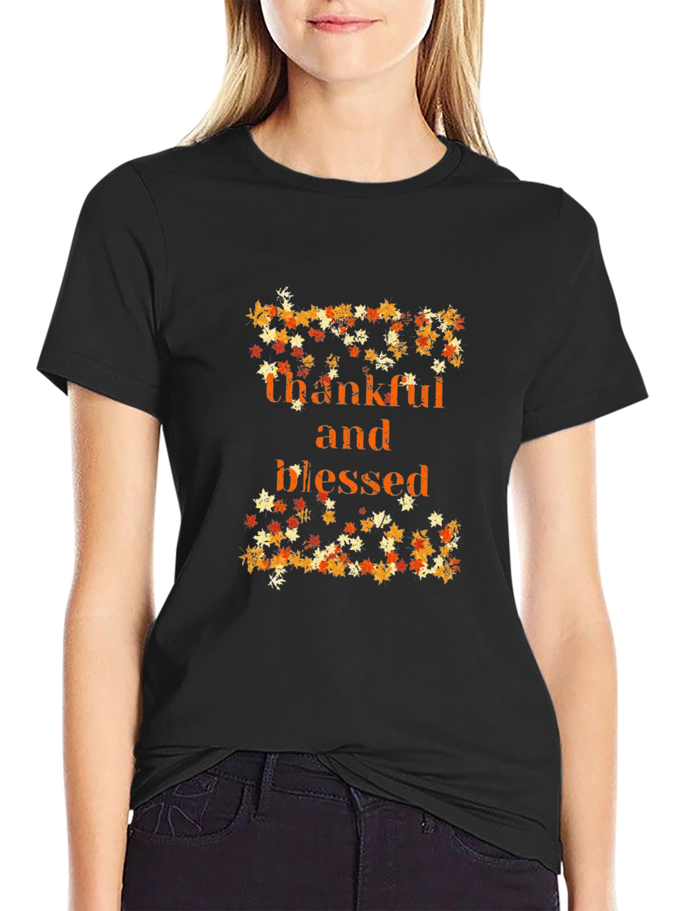 Thankful & Blessed Fall Leaves T-Shirt