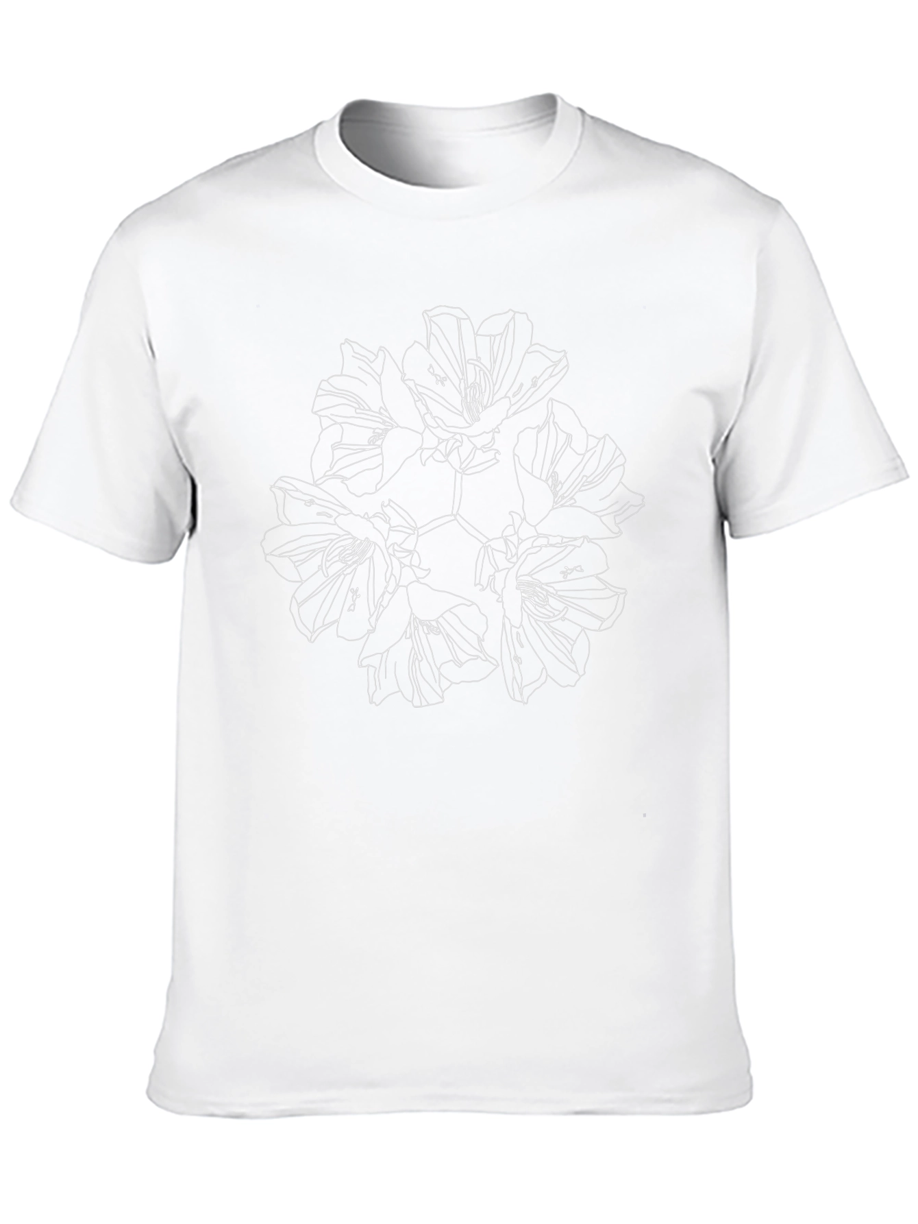 Floral Line Art Graphic Black T-Shirt