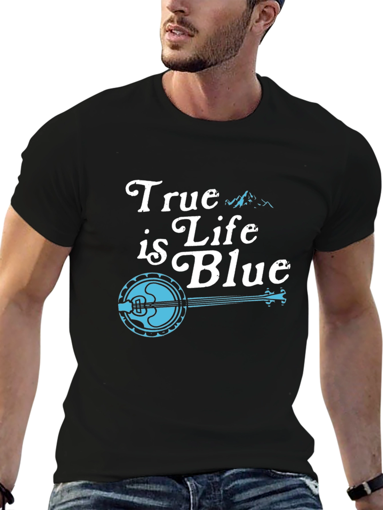 True Life is Blue Black Graphic Tee