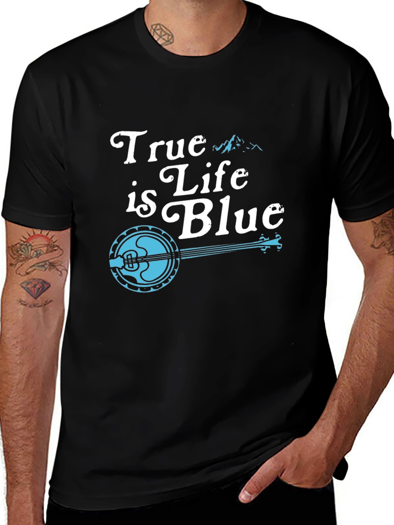 True Life is Blue Black Graphic Tee