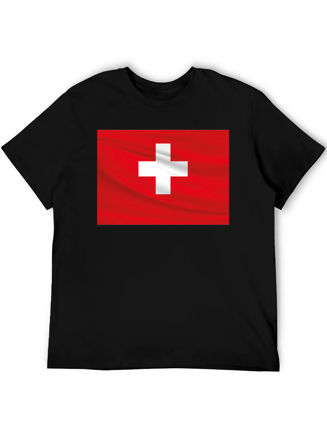 Swiss Flag Graphic Black T-Shirt