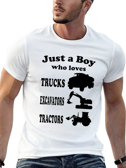 Boy Who Loves Trucks Excavators & Tractors T-Shirt