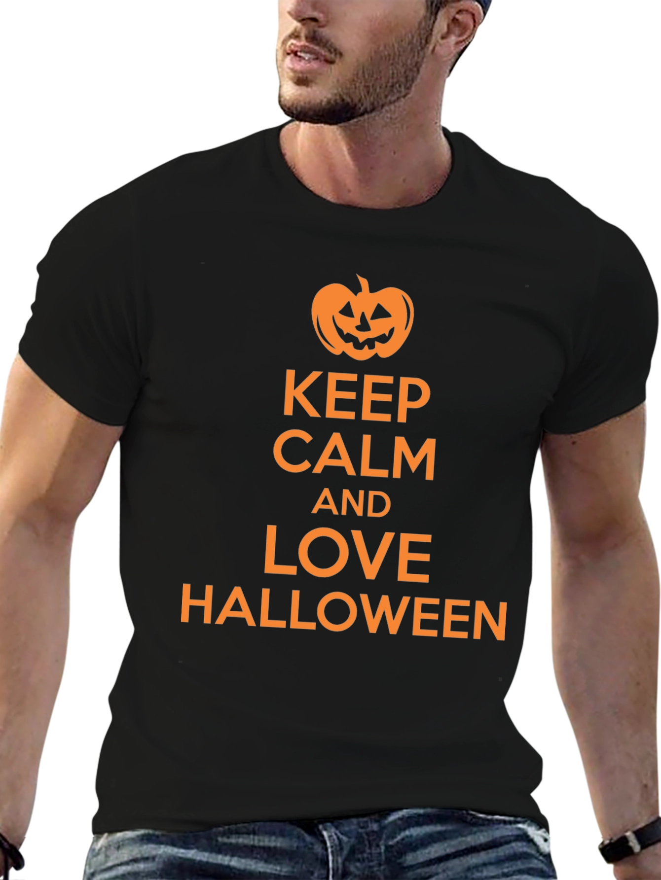 Keep Calm and Love Halloween Black T-Shirt