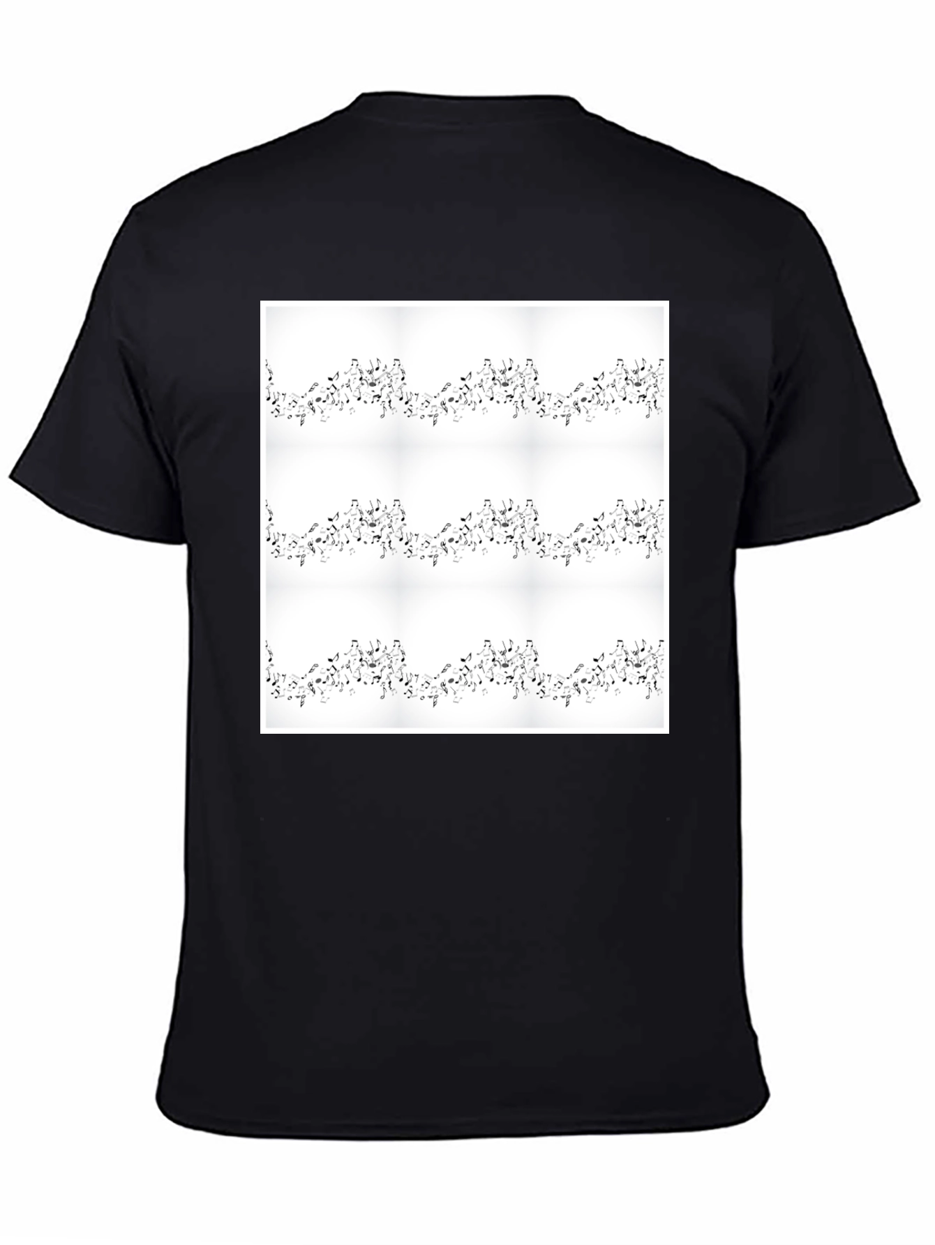 Musical Notes Pattern Black Tee