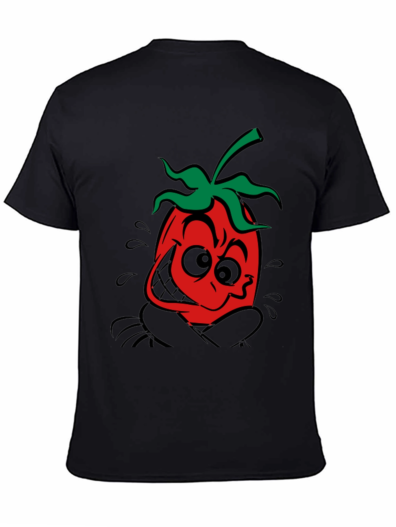 Funky Tomato Graphic Tee - Black Cotton T-Shirt