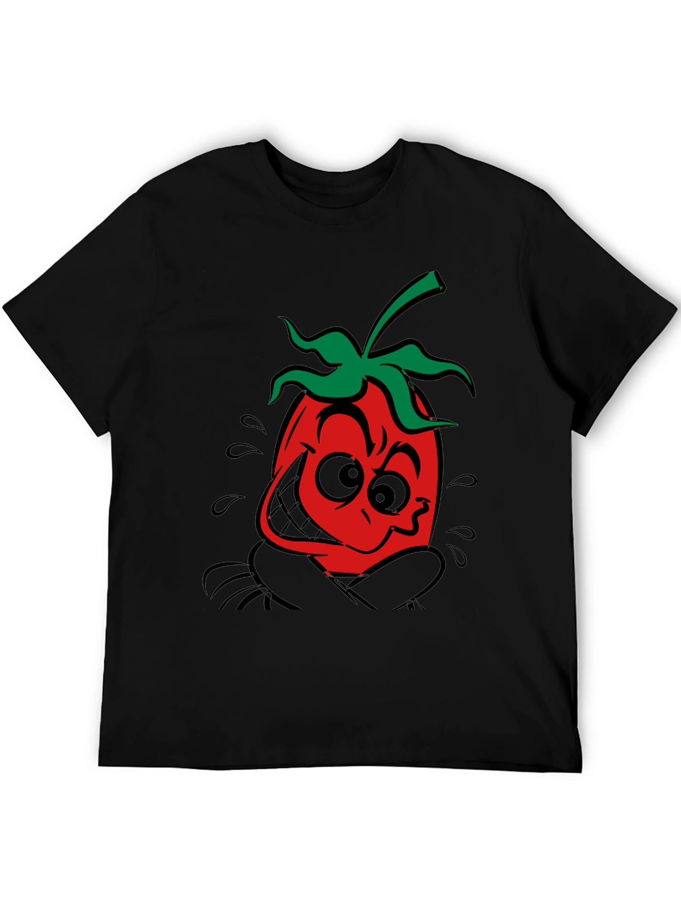 Funky Tomato Graphic Tee - Black Cotton T-Shirt