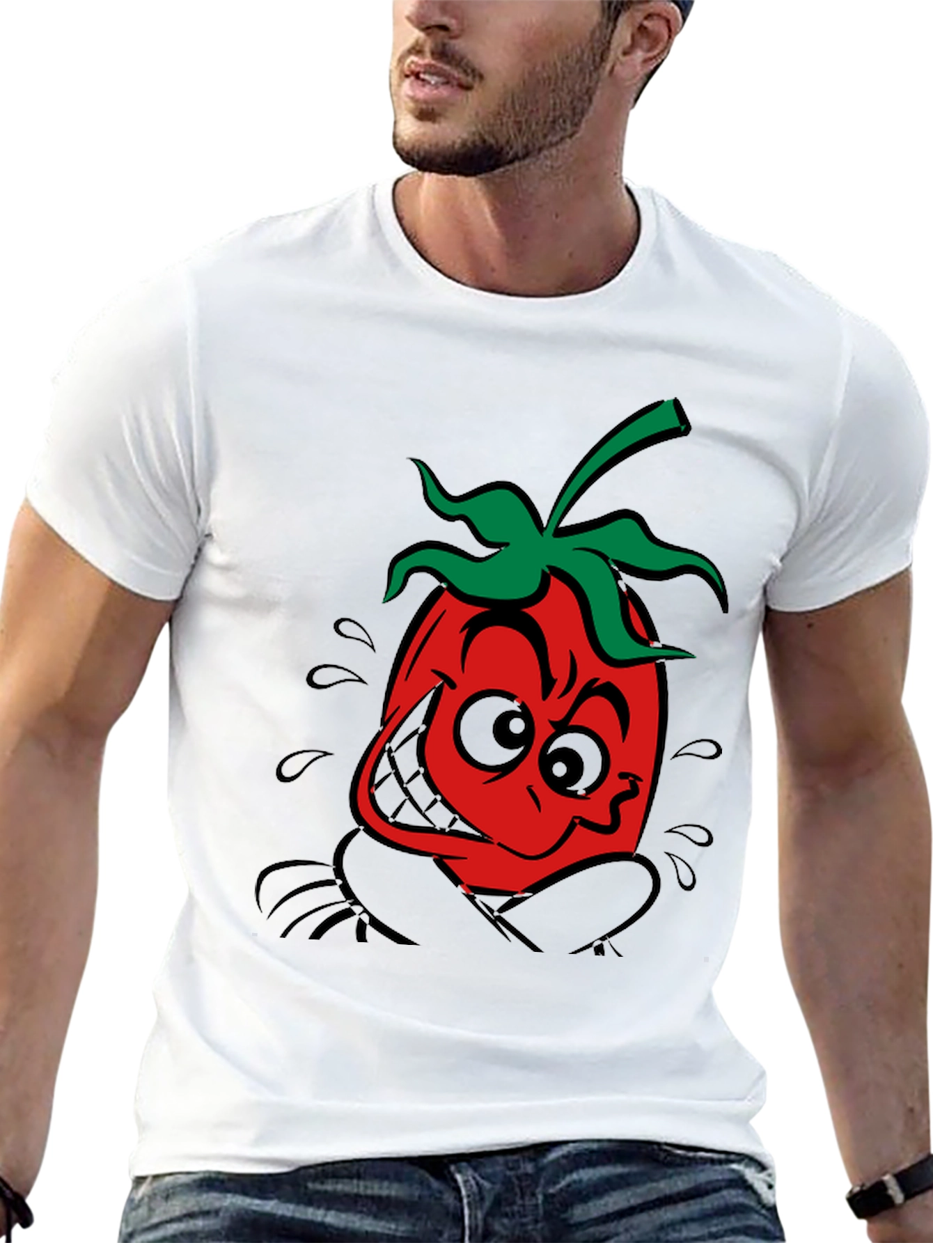 Funky Tomato Graphic Tee - Black Cotton T-Shirt