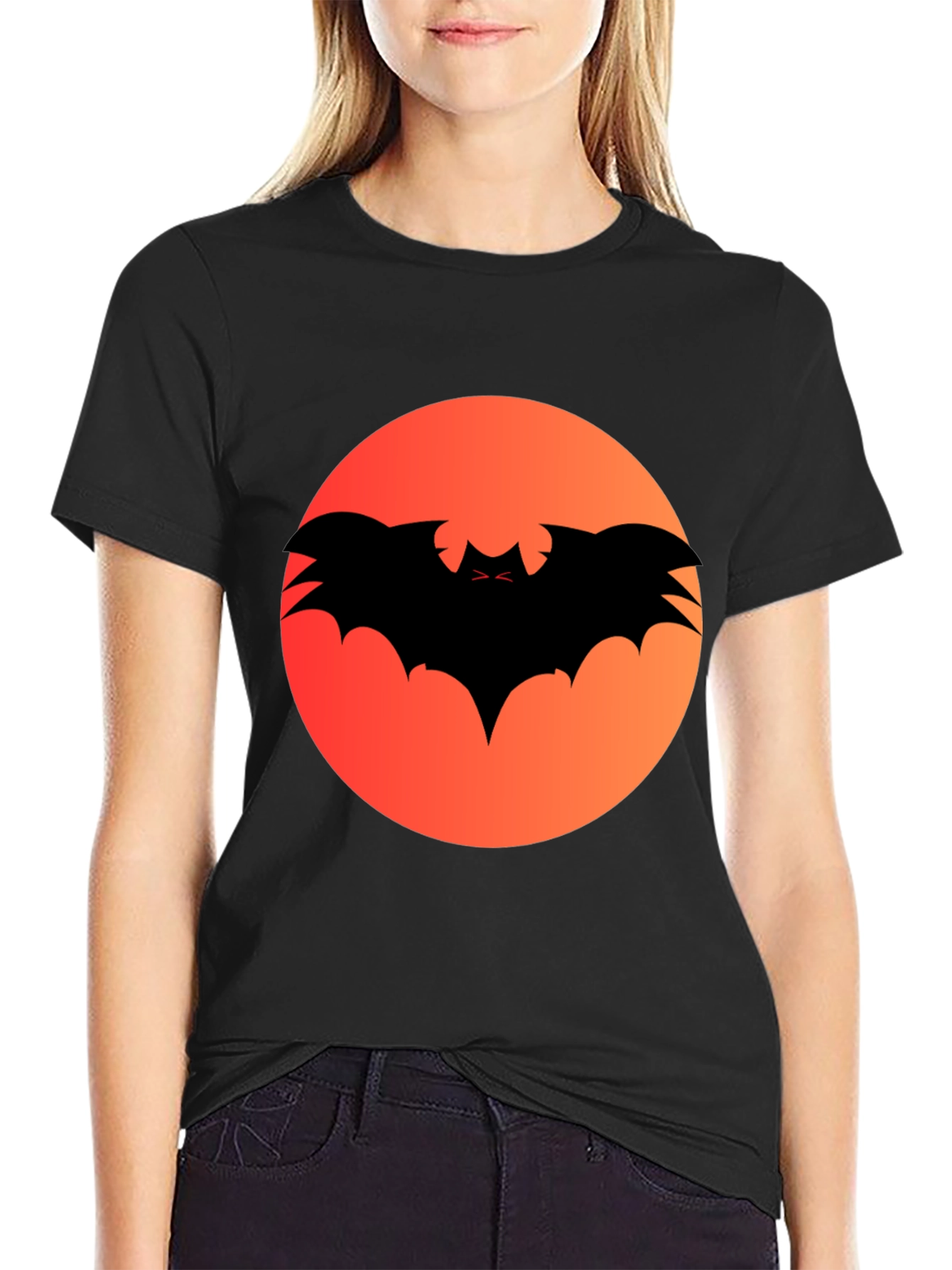 Halloween Bat Silhouette Graphic Tee