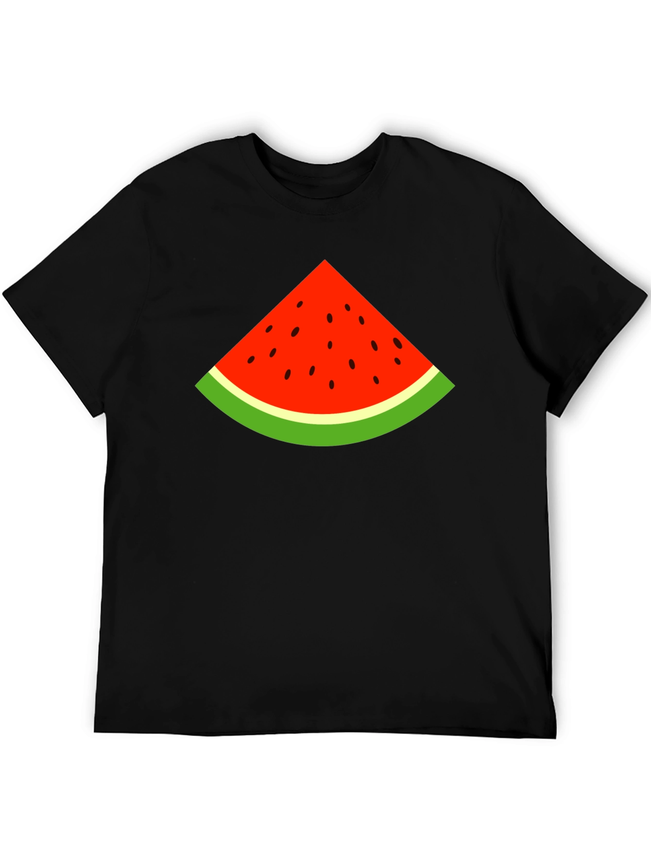 Watermelon Slice Graphic Tee - Black Cotton T-Shirt