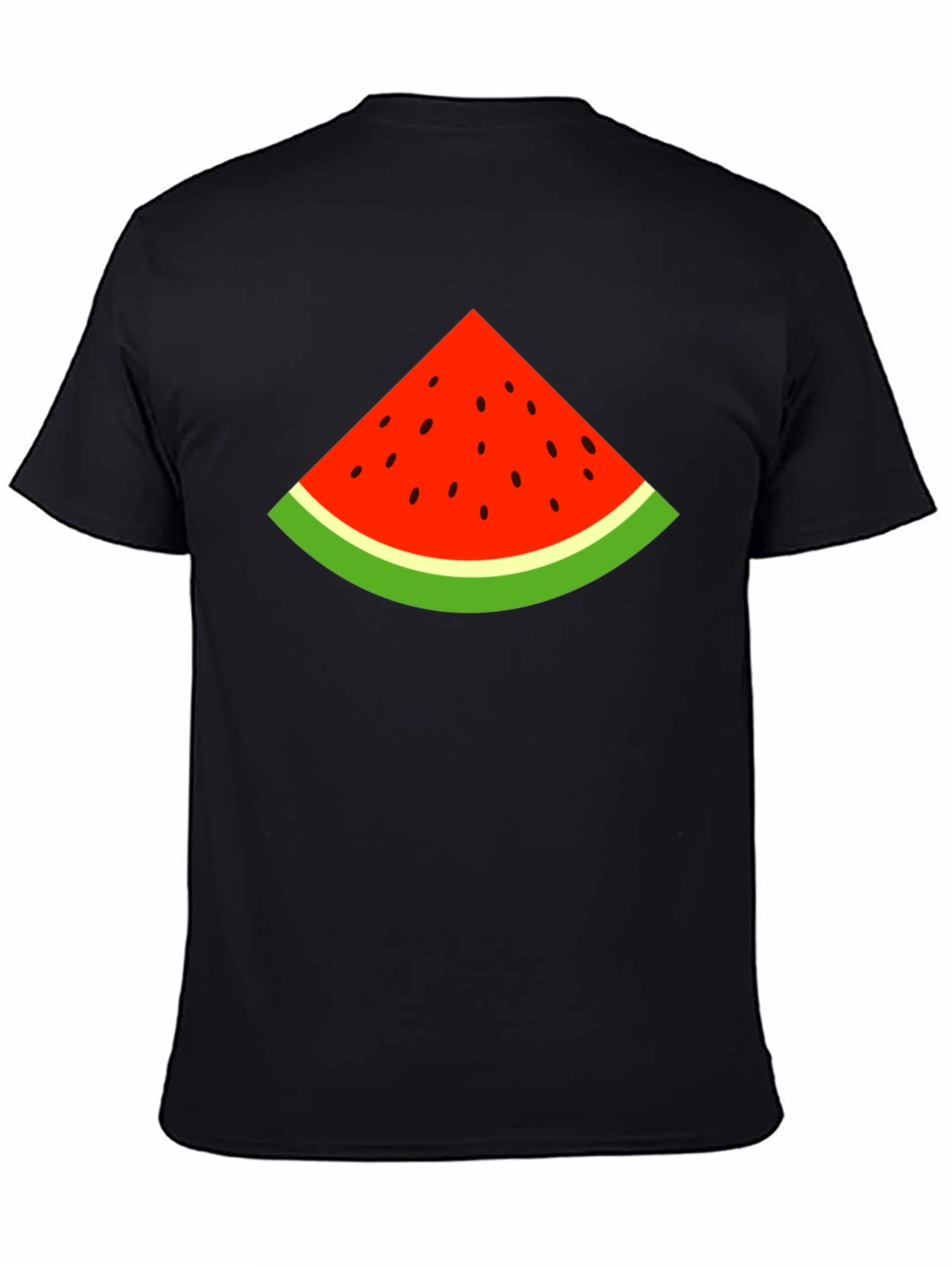 Watermelon Slice Graphic Tee - Black Cotton T-Shirt