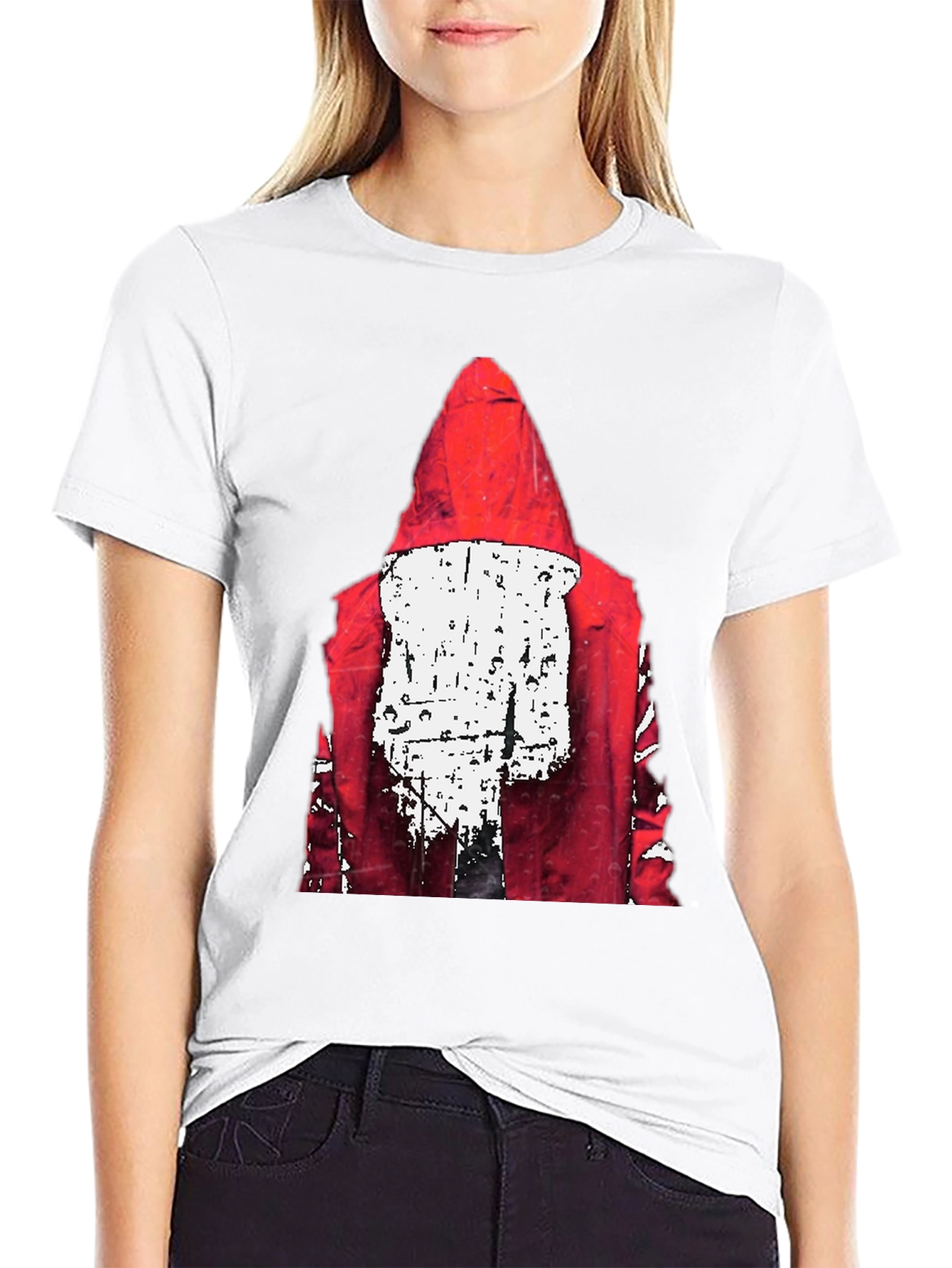 Red Hood Graphic Print Black T-Shirt