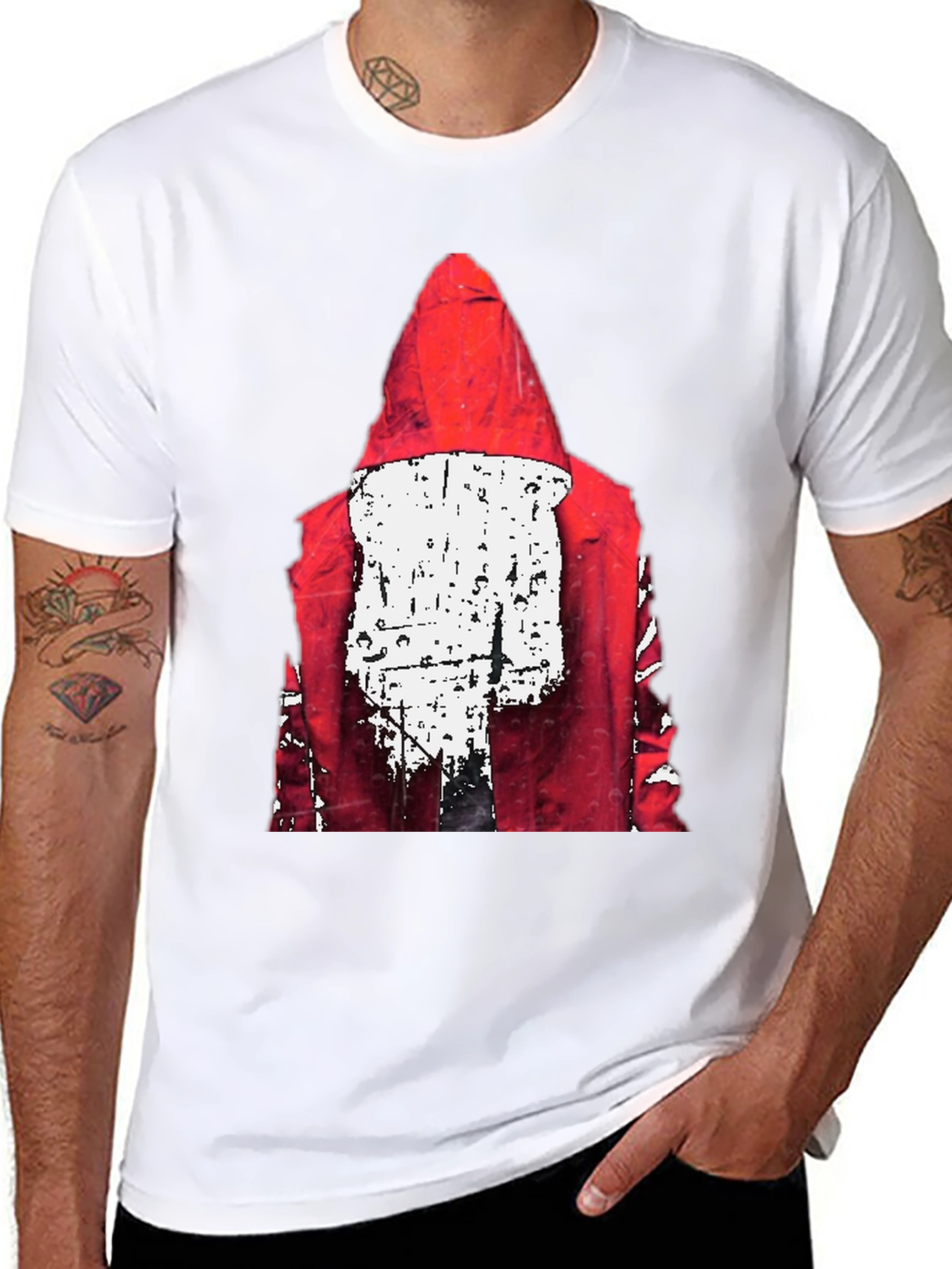 Red Hood Graphic Print Black T-Shirt