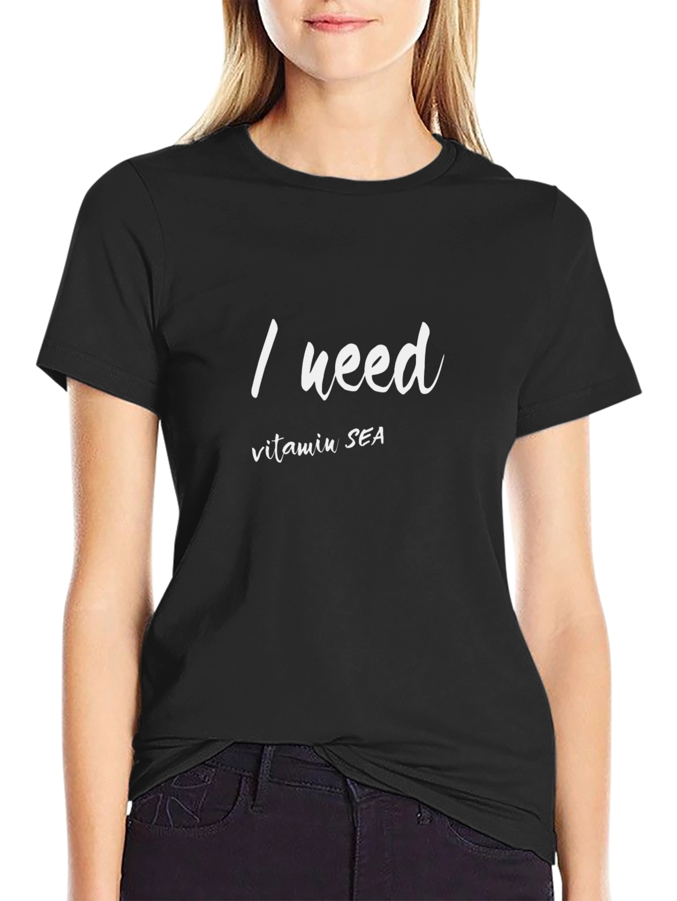 I Need Vitamin Sea Black T-Shirt