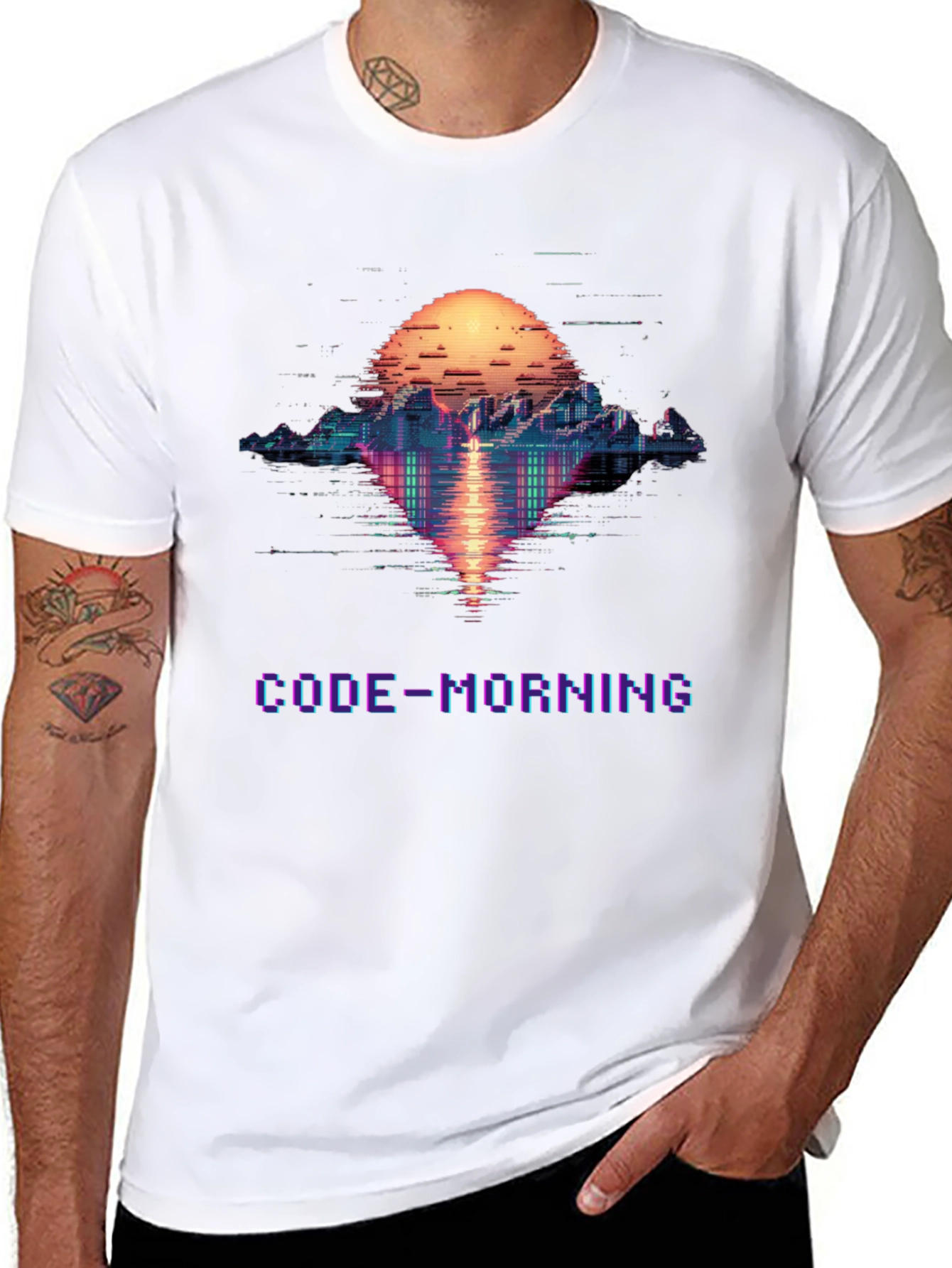 Code-Morning Graphic Tee - Retro Pixel Art