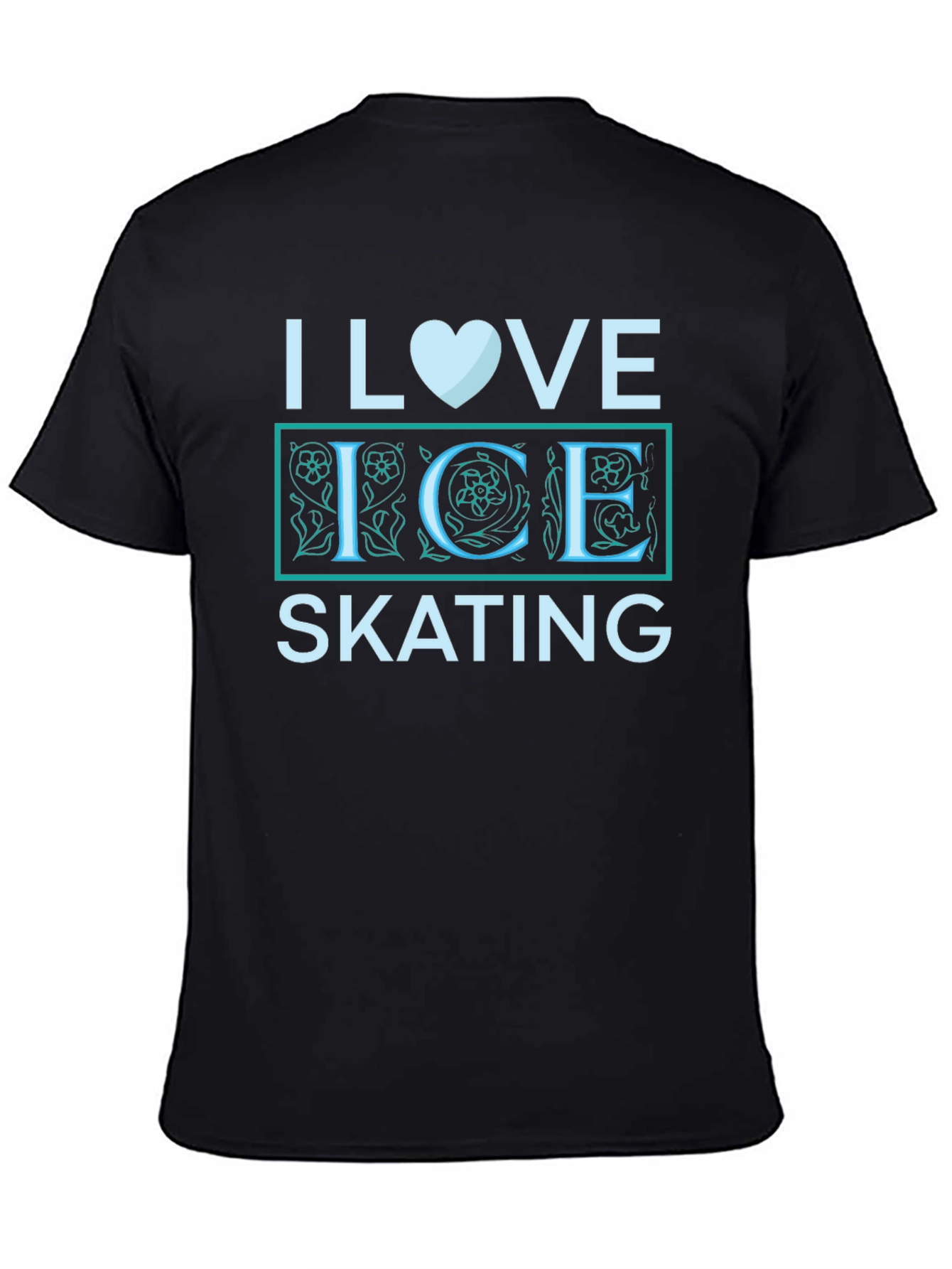 I Love Ice Skating Black Graphic Tee