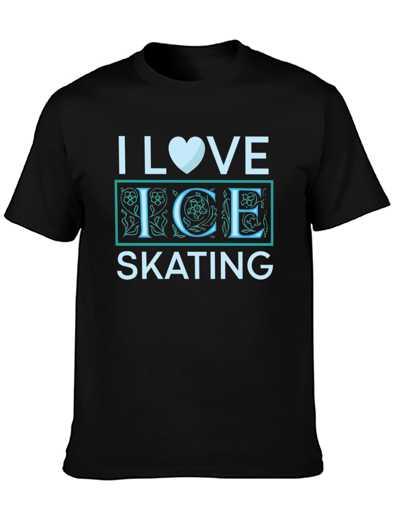 I Love Ice Skating Black Graphic Tee