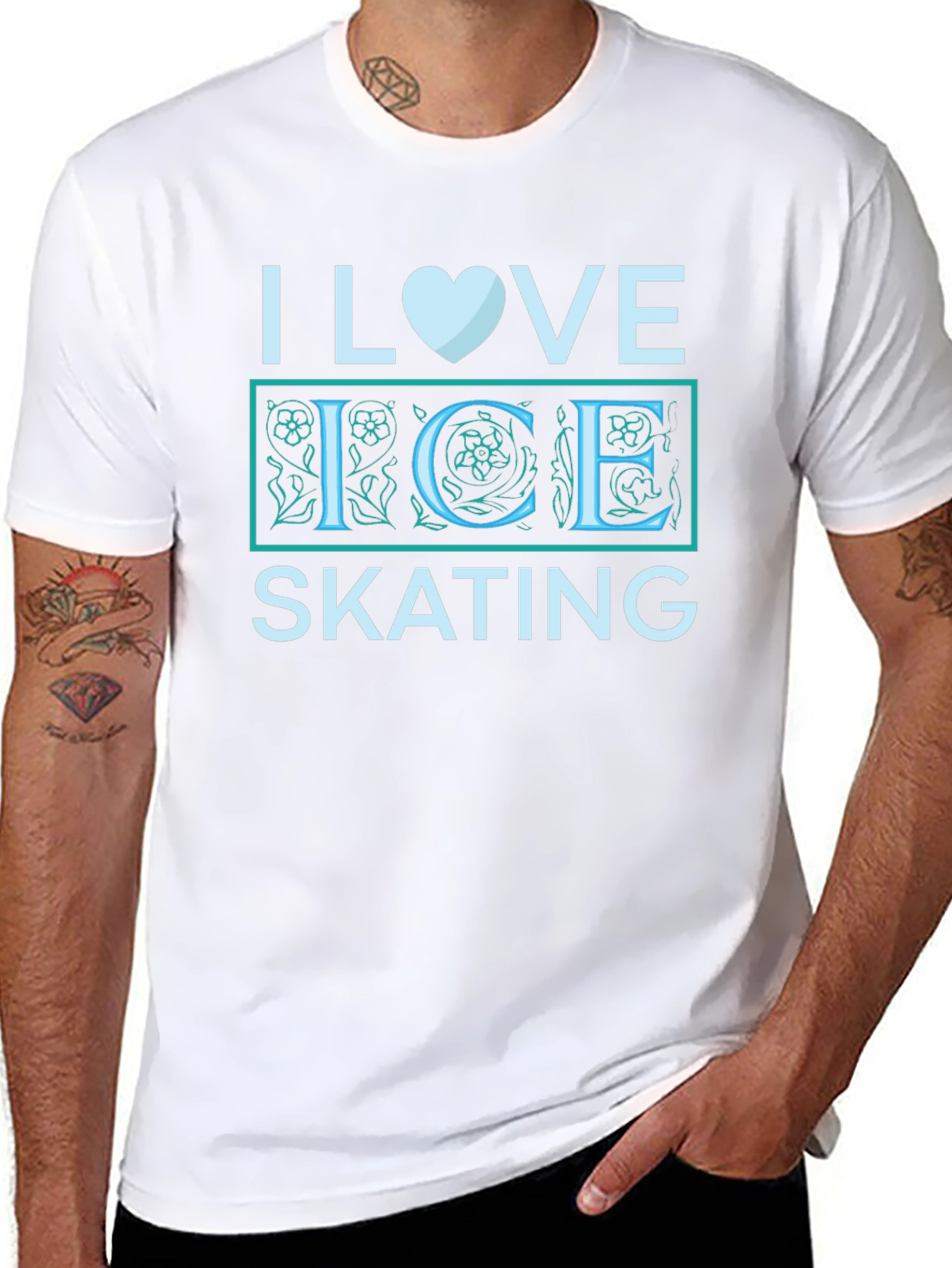 I Love Ice Skating Black Graphic Tee