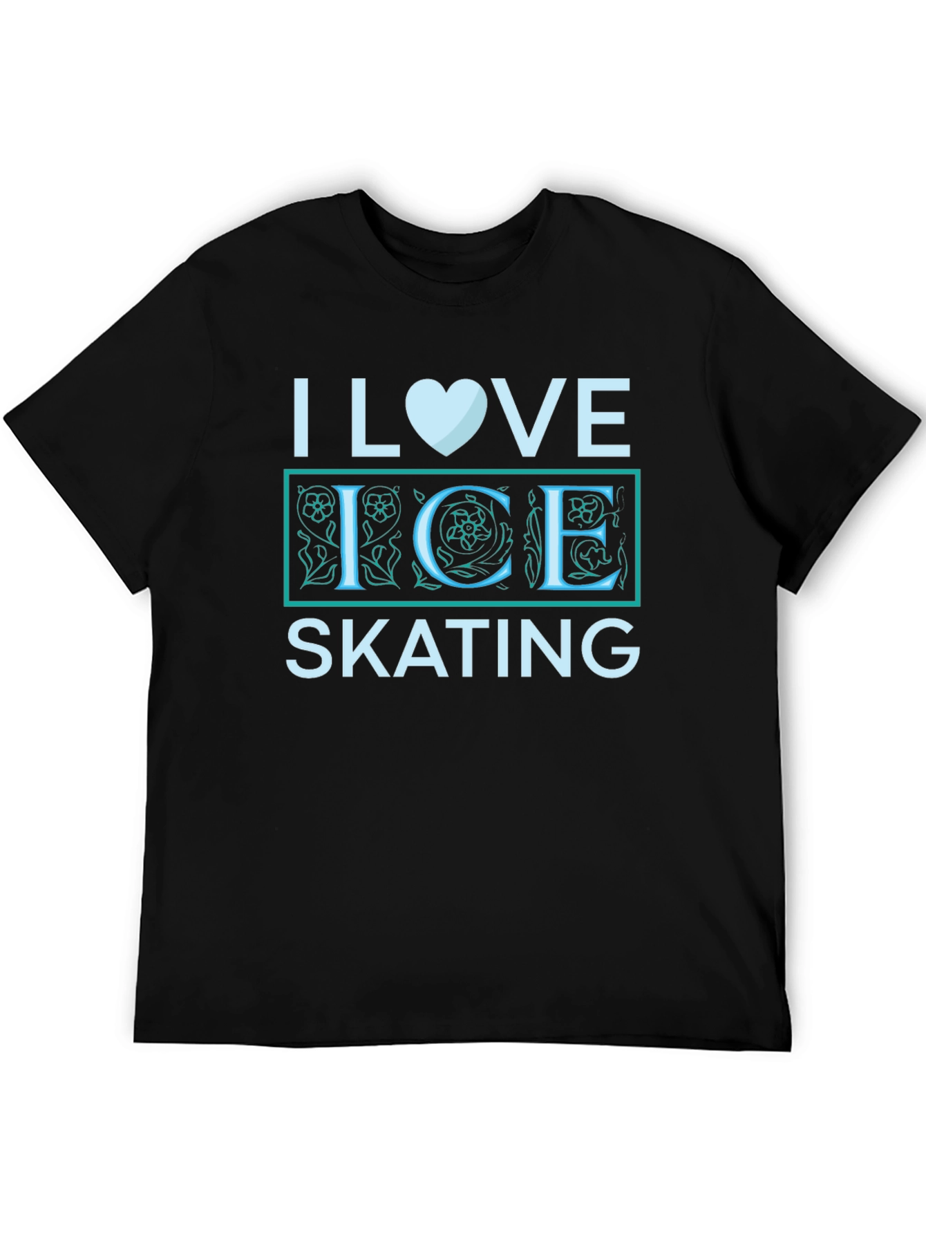 I Love Ice Skating Black Graphic Tee
