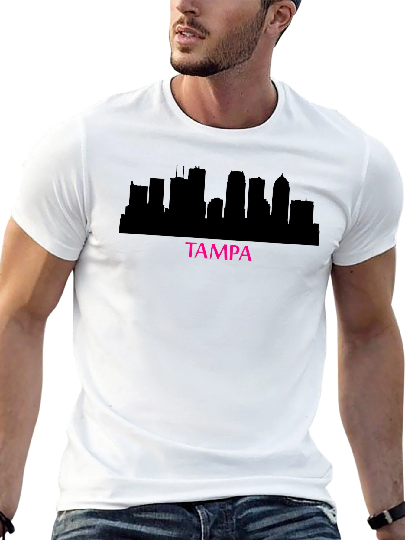 Tampa Skyline Graphic Tee - Black Cotton T-Shirt