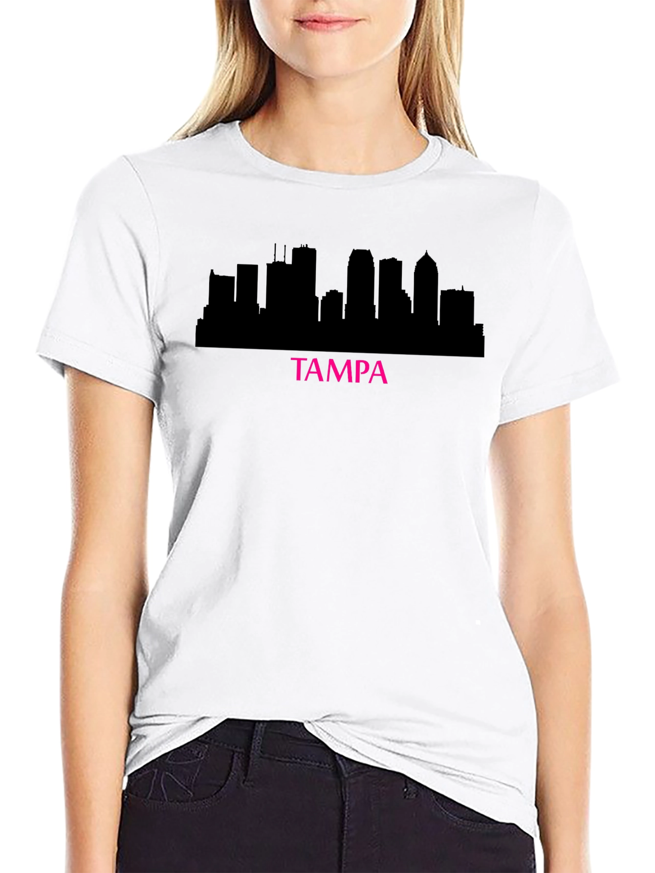 Tampa Skyline Graphic Tee - Black Cotton T-Shirt