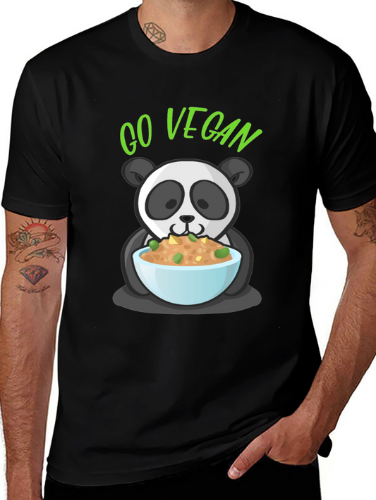 Go Vegan Panda Graphic T-Shirt
