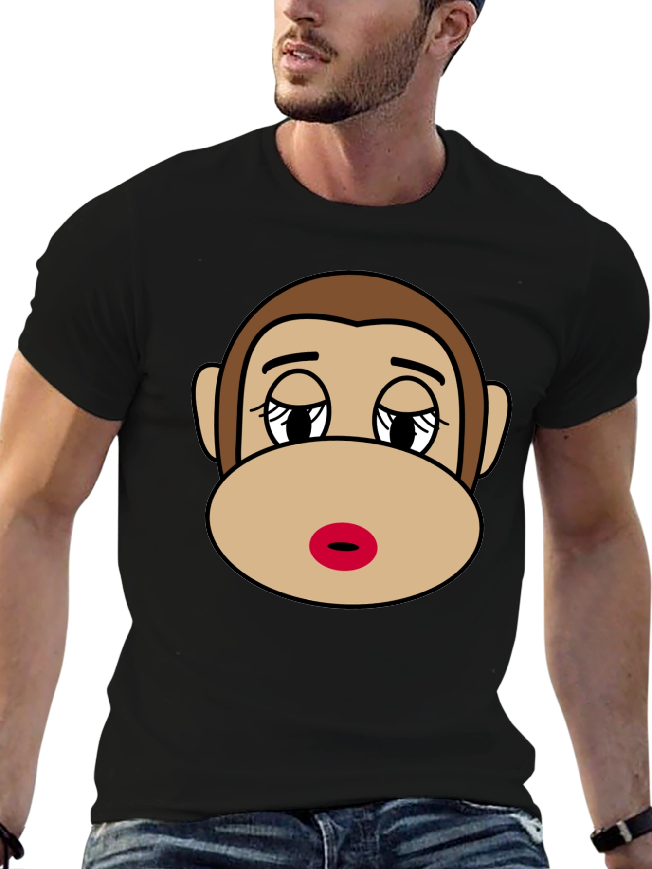 Funny Sock Monkey Graphic T-Shirt - Unisex Black Tee