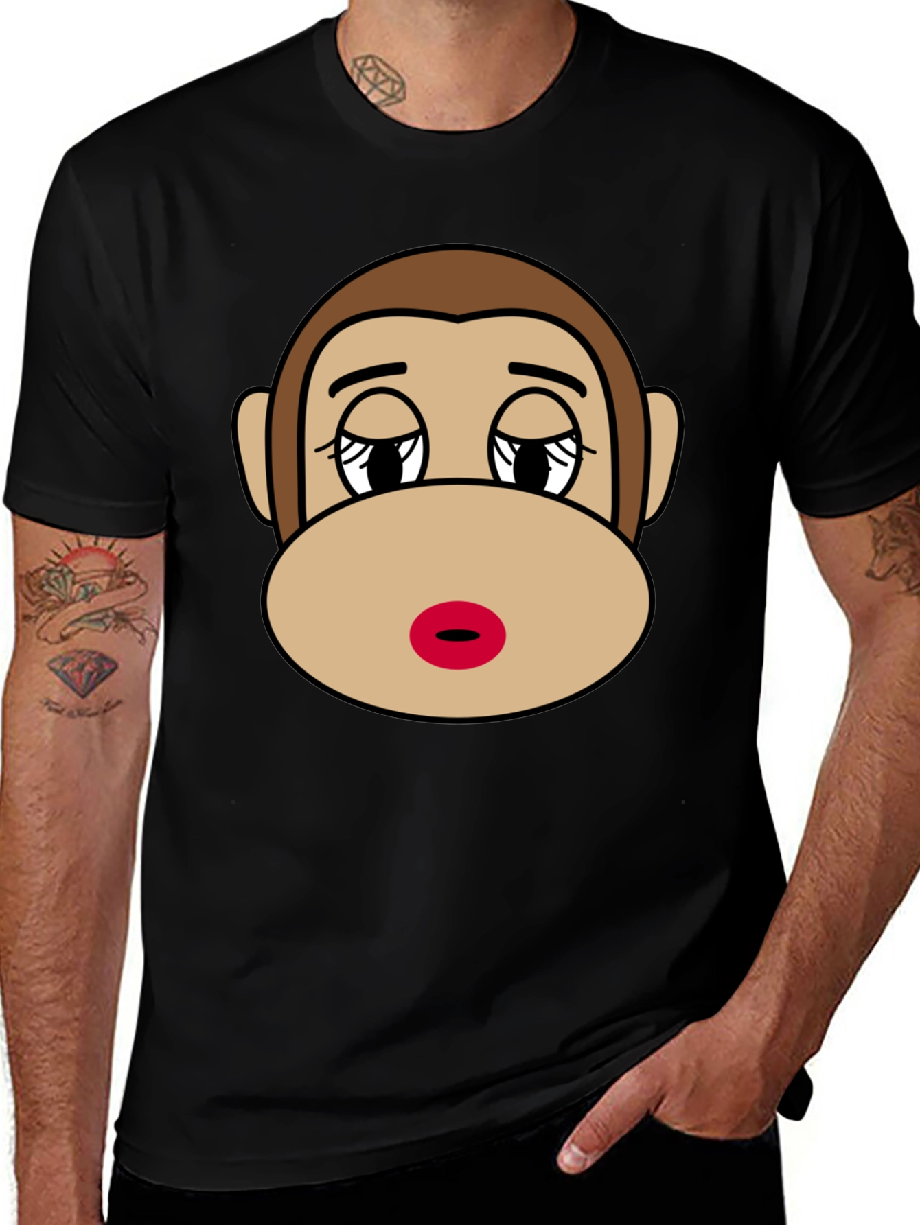 Funny Sock Monkey Graphic T-Shirt - Unisex Black Tee