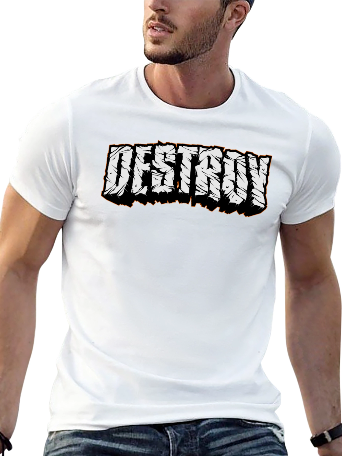 Destroy Graphic Tee - Black Cotton Casual T-Shirt