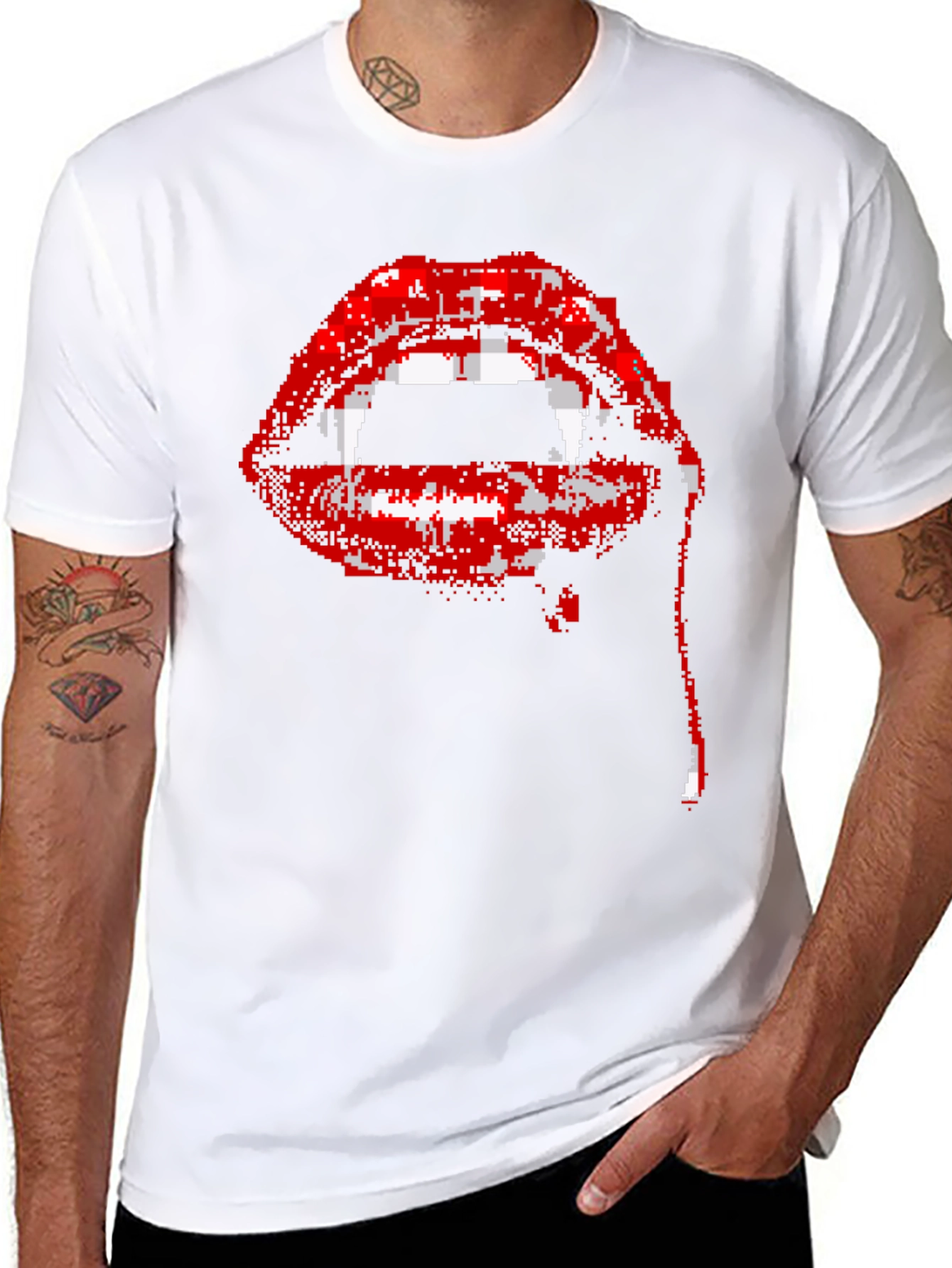 Pixel Vampire Lips Black T-Shirt