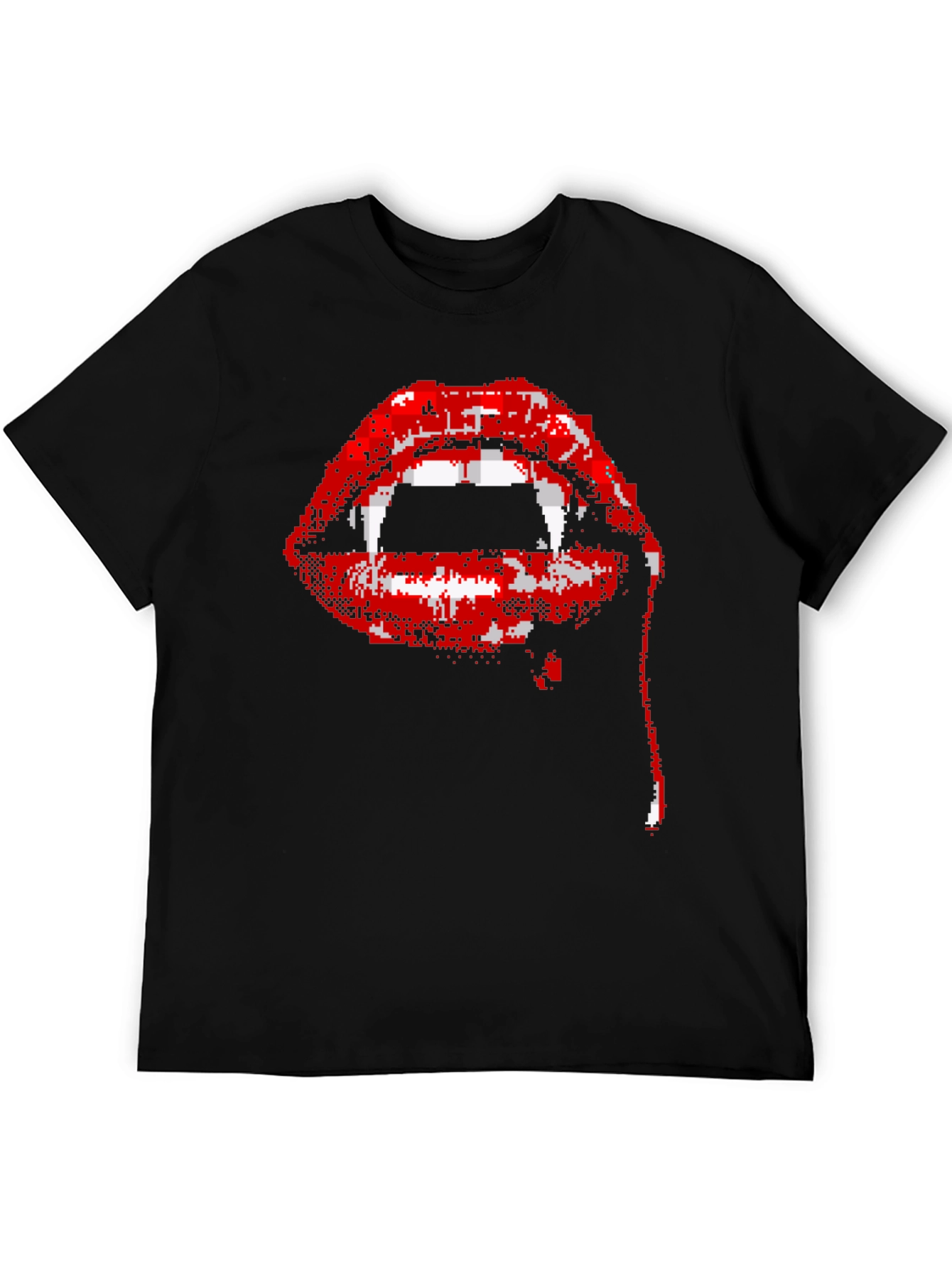 Pixel Vampire Lips Black T-Shirt