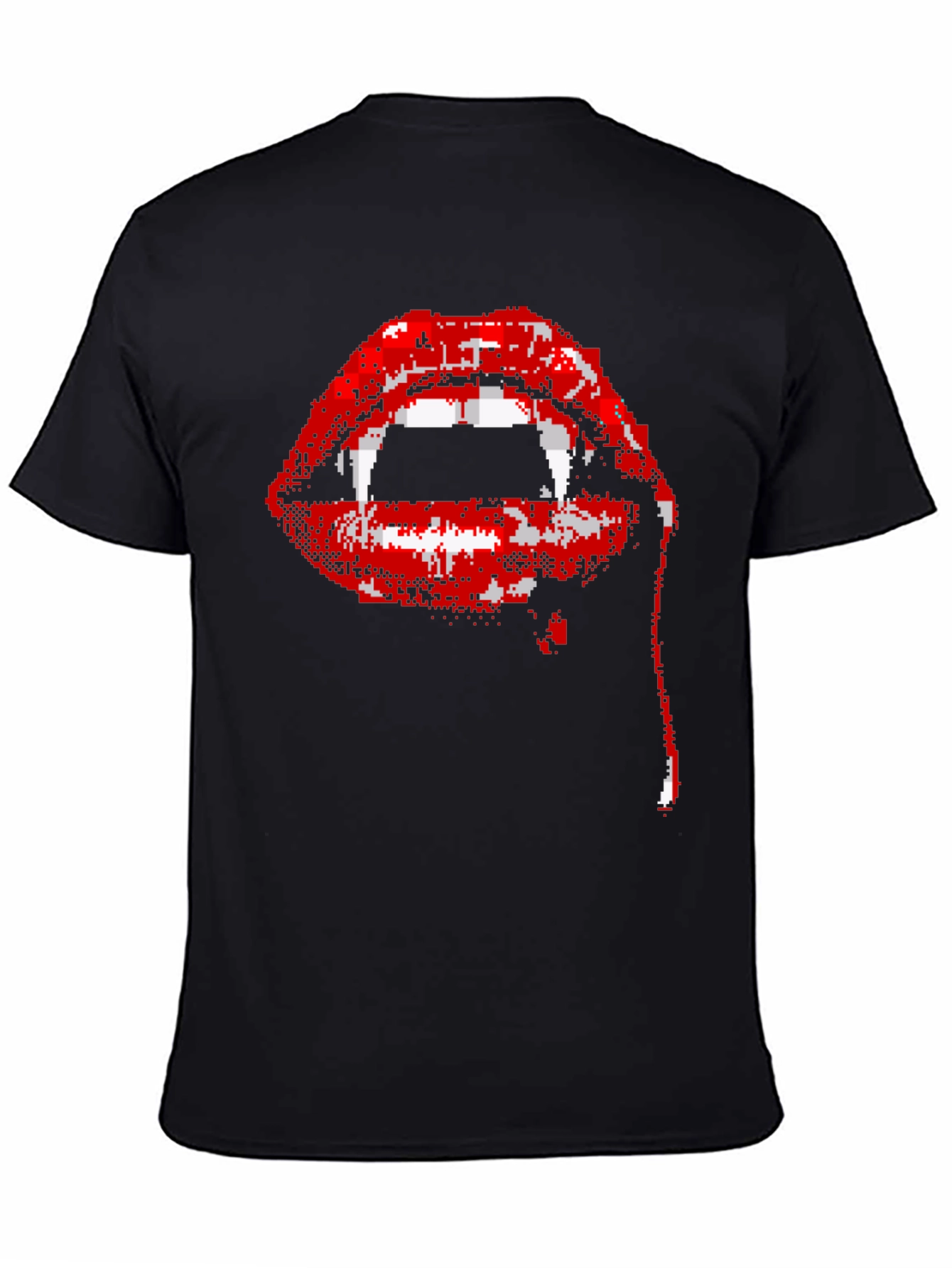 Pixel Vampire Lips Black T-Shirt