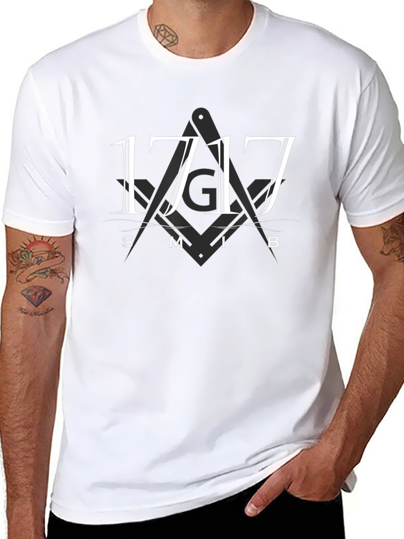 1717 Masonic Symbol T-Shirt - Black