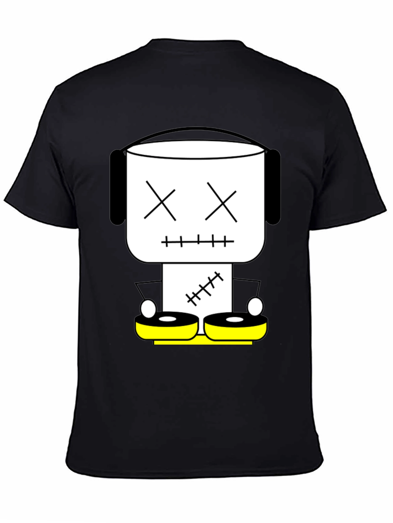 DJ Robot Graphic Tee - Black Cotton T-Shirt