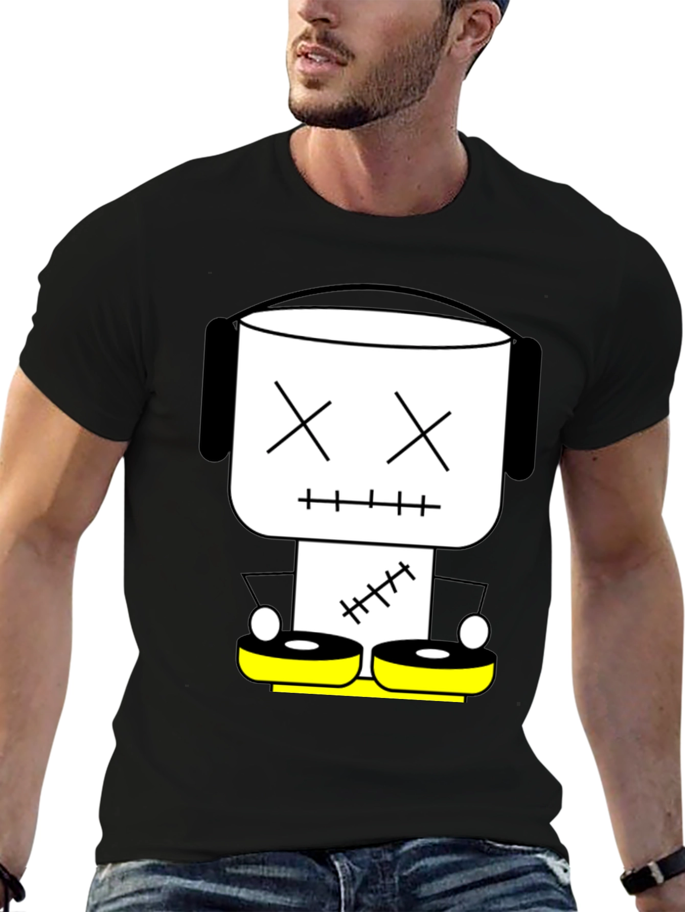 DJ Robot Graphic Tee - Black Cotton T-Shirt