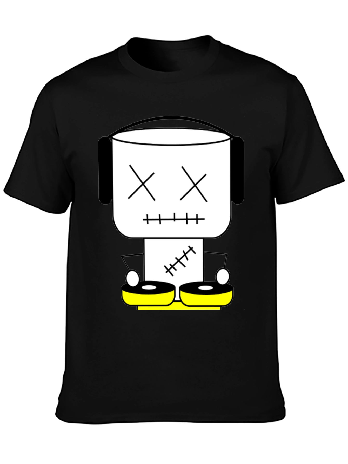 DJ Robot Graphic Tee - Black Cotton T-Shirt