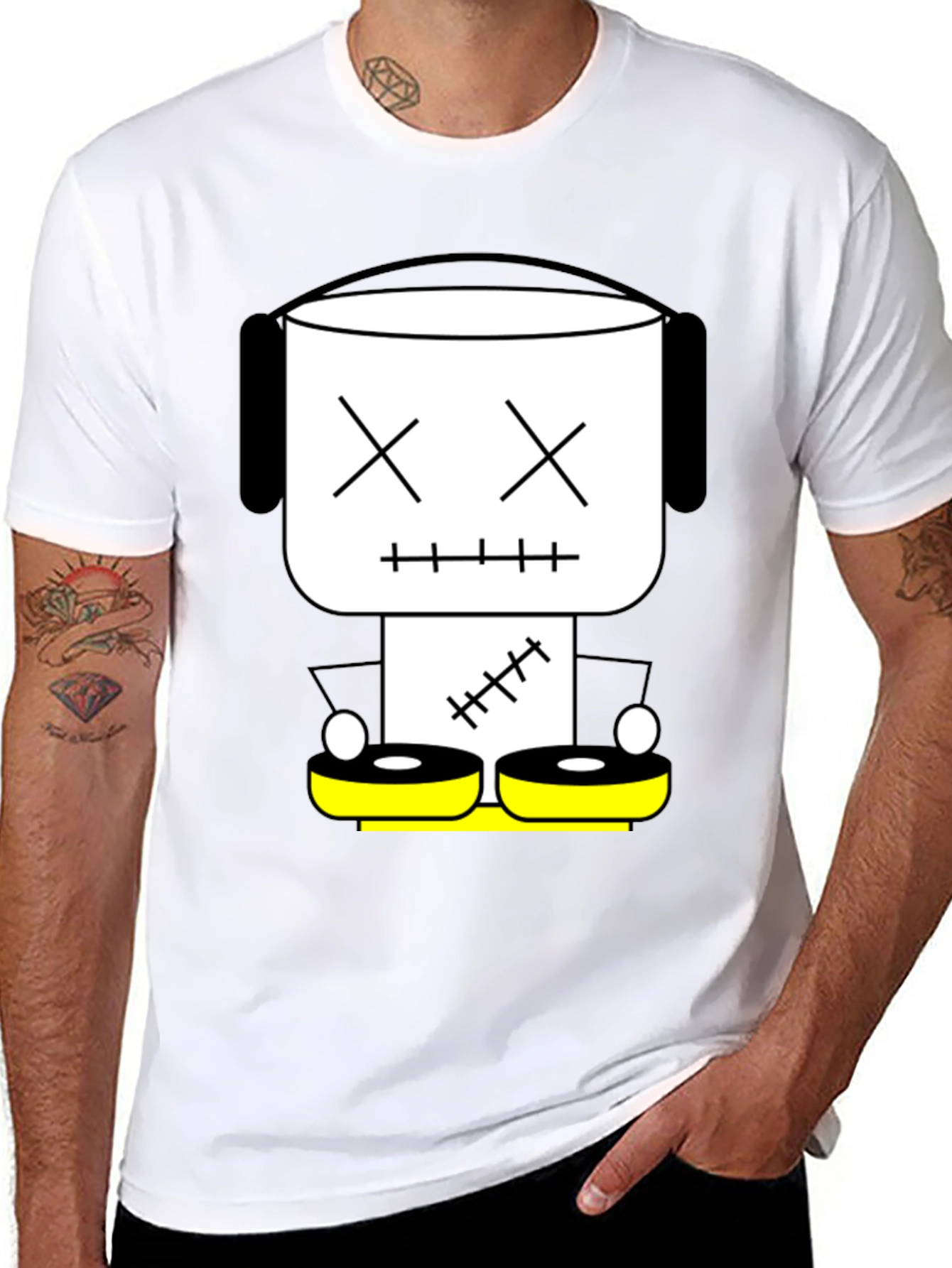 DJ Robot Graphic Tee - Black Cotton T-Shirt